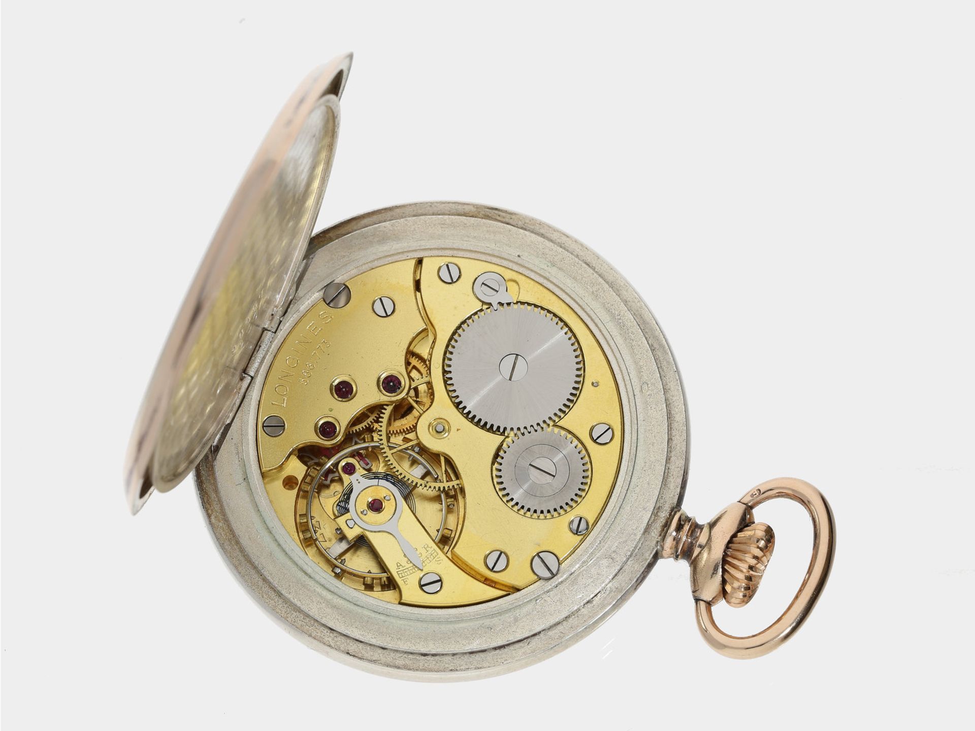 Taschenuhr: hervorragend erhaltene und wenig benutzte Longines Taschenuhr, um 1925 - Bild 2 aus 4