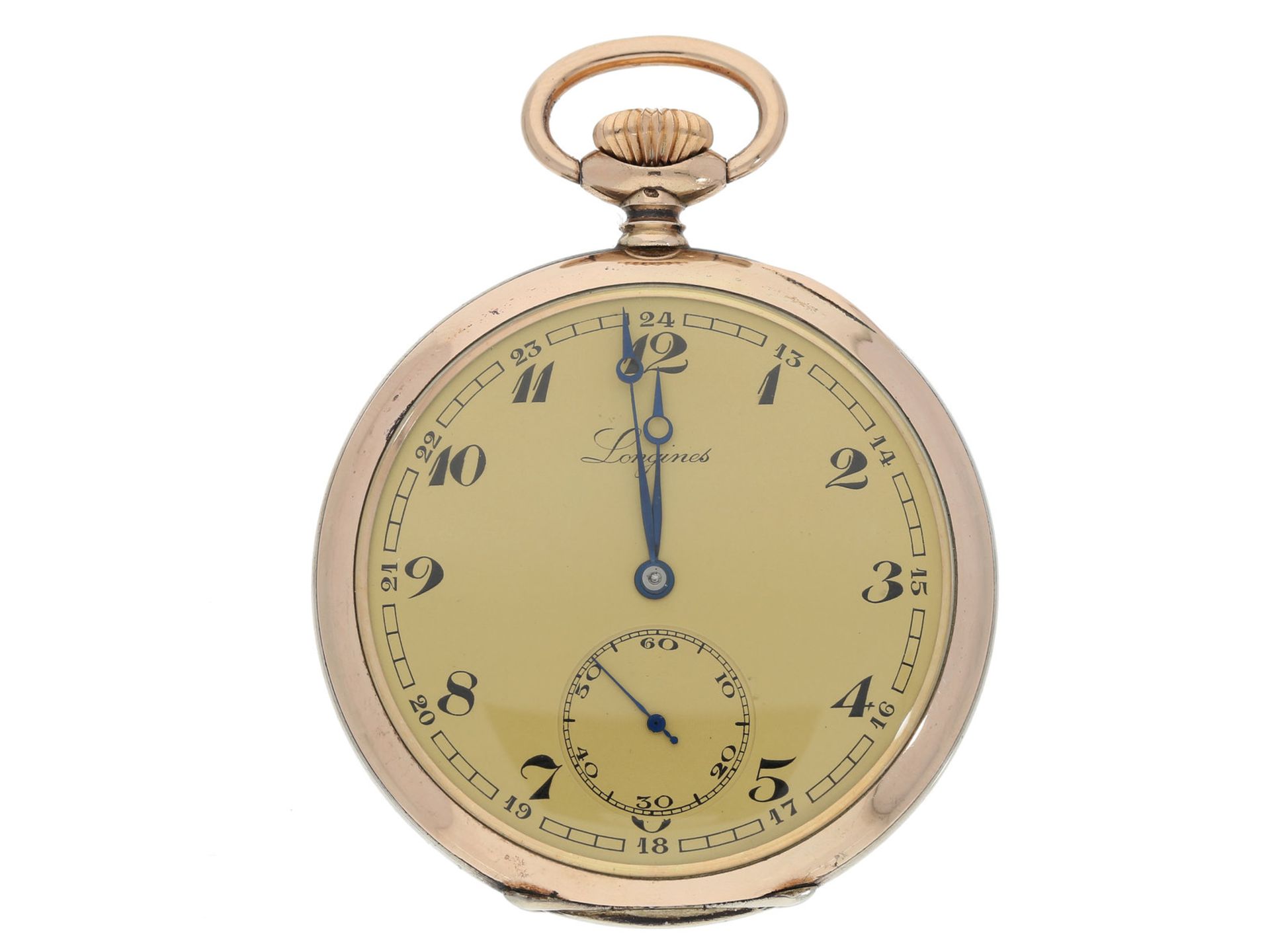 Taschenuhr: hervorragend erhaltene und wenig benutzte Longines Taschenuhr, um 1925