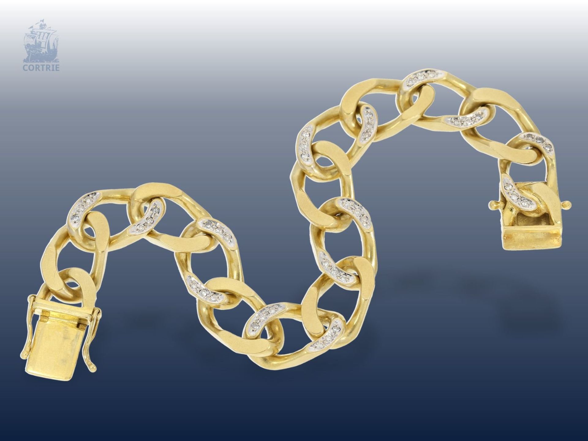 Armband: massives und schweres Diamant-Goldschmiedearmband