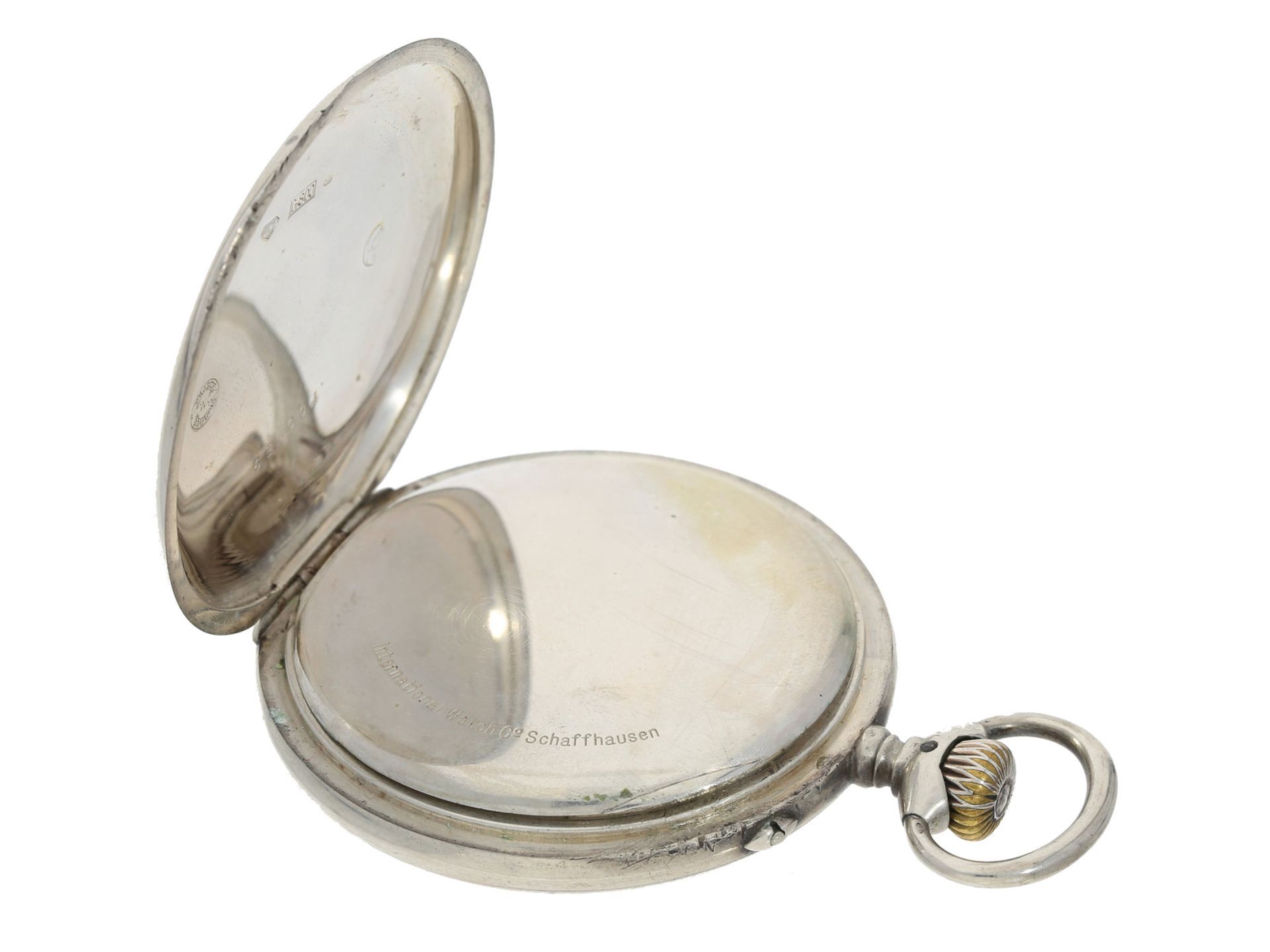 Taschenuhr: große IWC Taschenuhr mit Silbergehäuse, Schaffhausen ca. 1914<b - Bild 3 aus 3