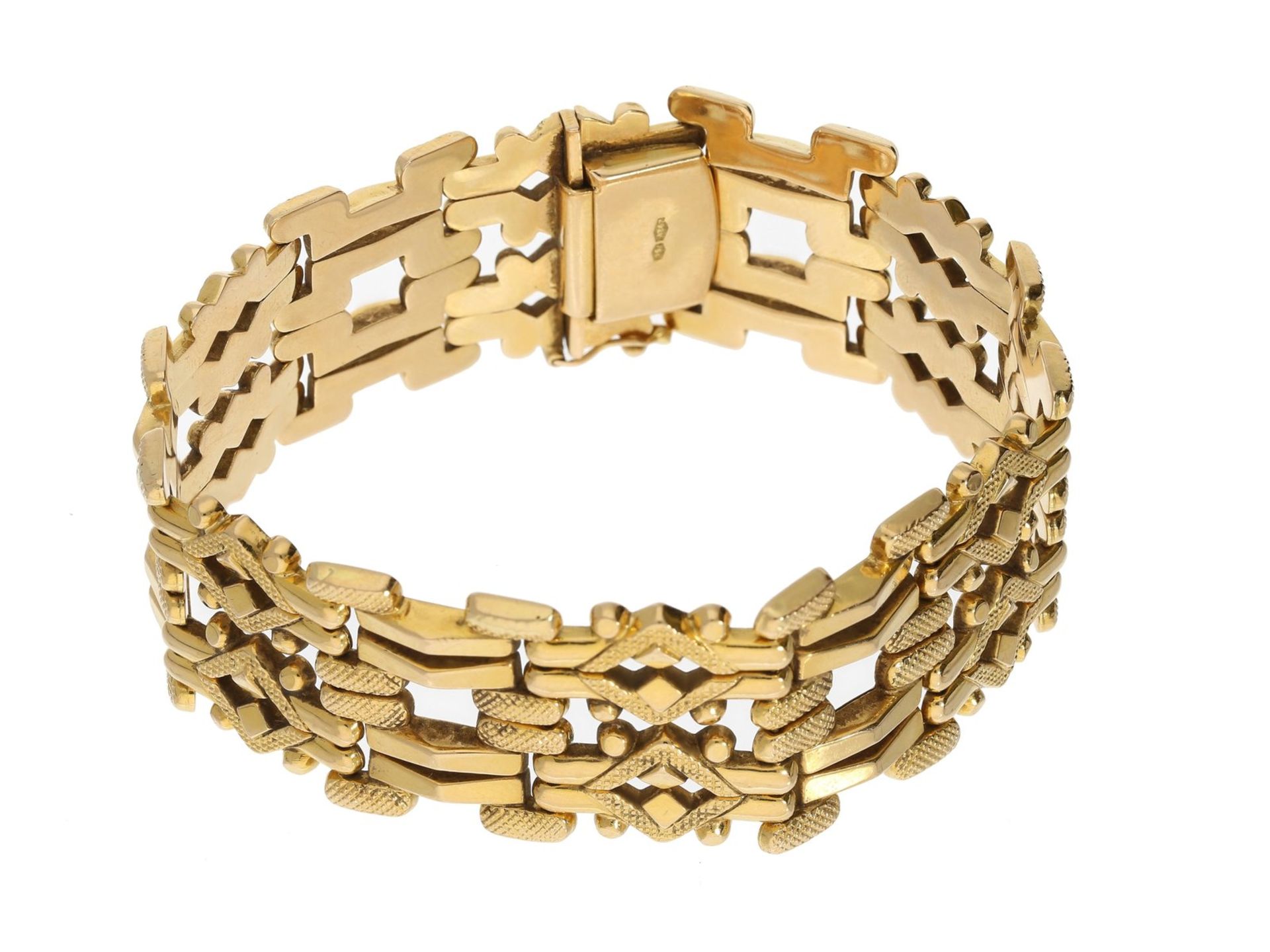 Armband: breites vintage Goldarmband in ungewöhnlichem Design, 18K Gold<