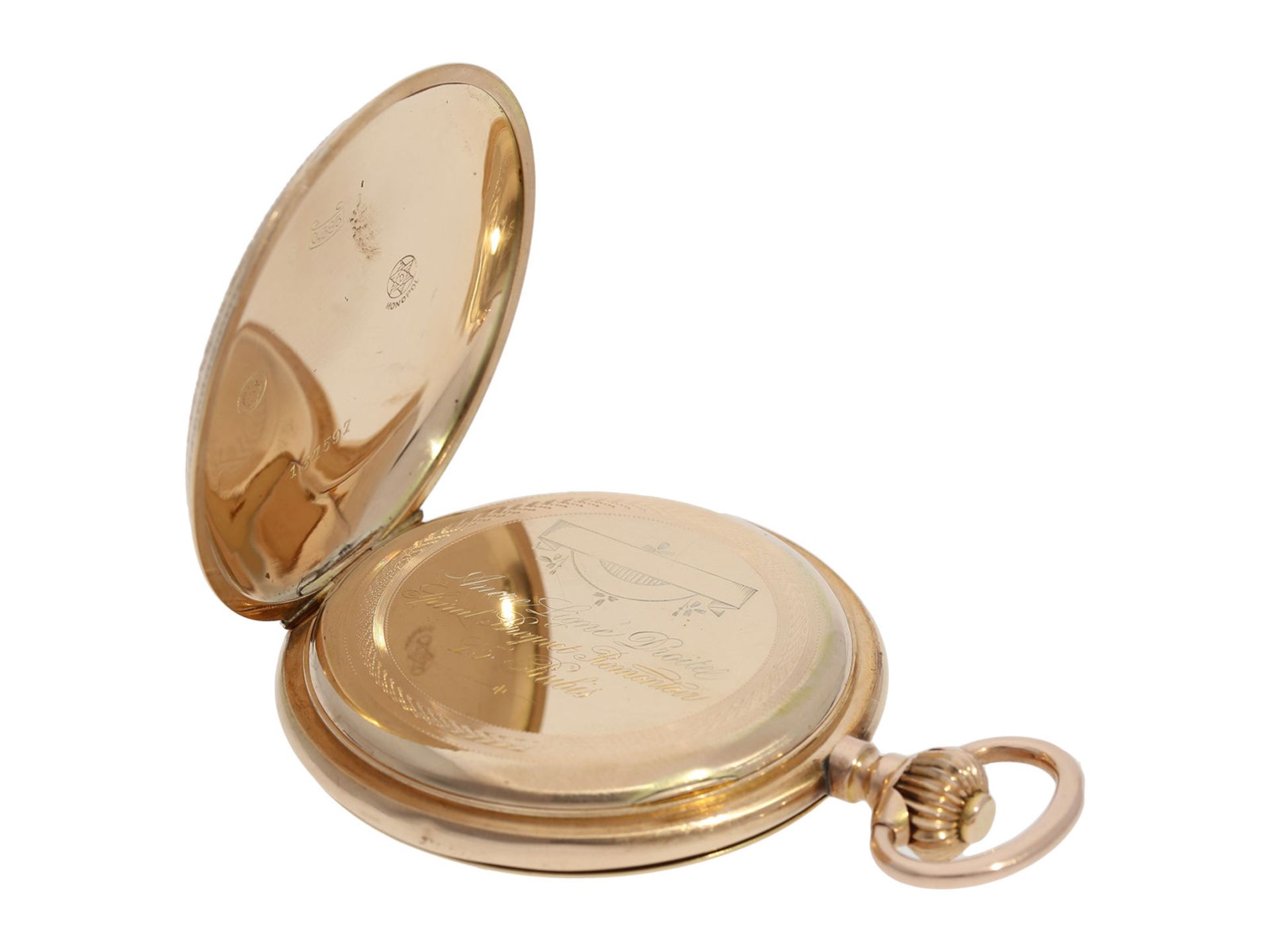 Pocket watch: extremely decorative pink gold splendour hunting case watch with Renaissance case, - Bild 5 aus 9