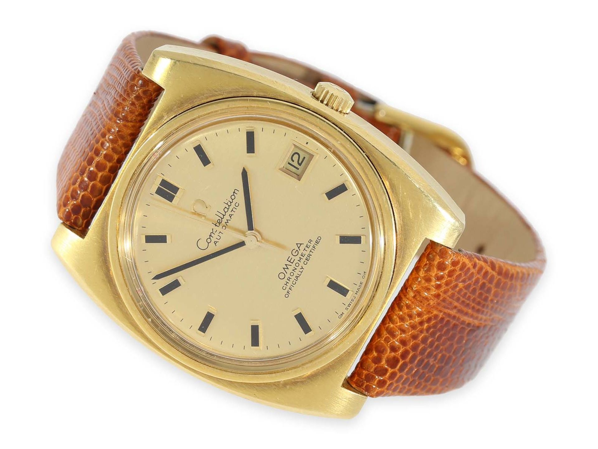 Wristwatch: extremely solid Omega Constellation Chronometer in the rare version with 18K gold