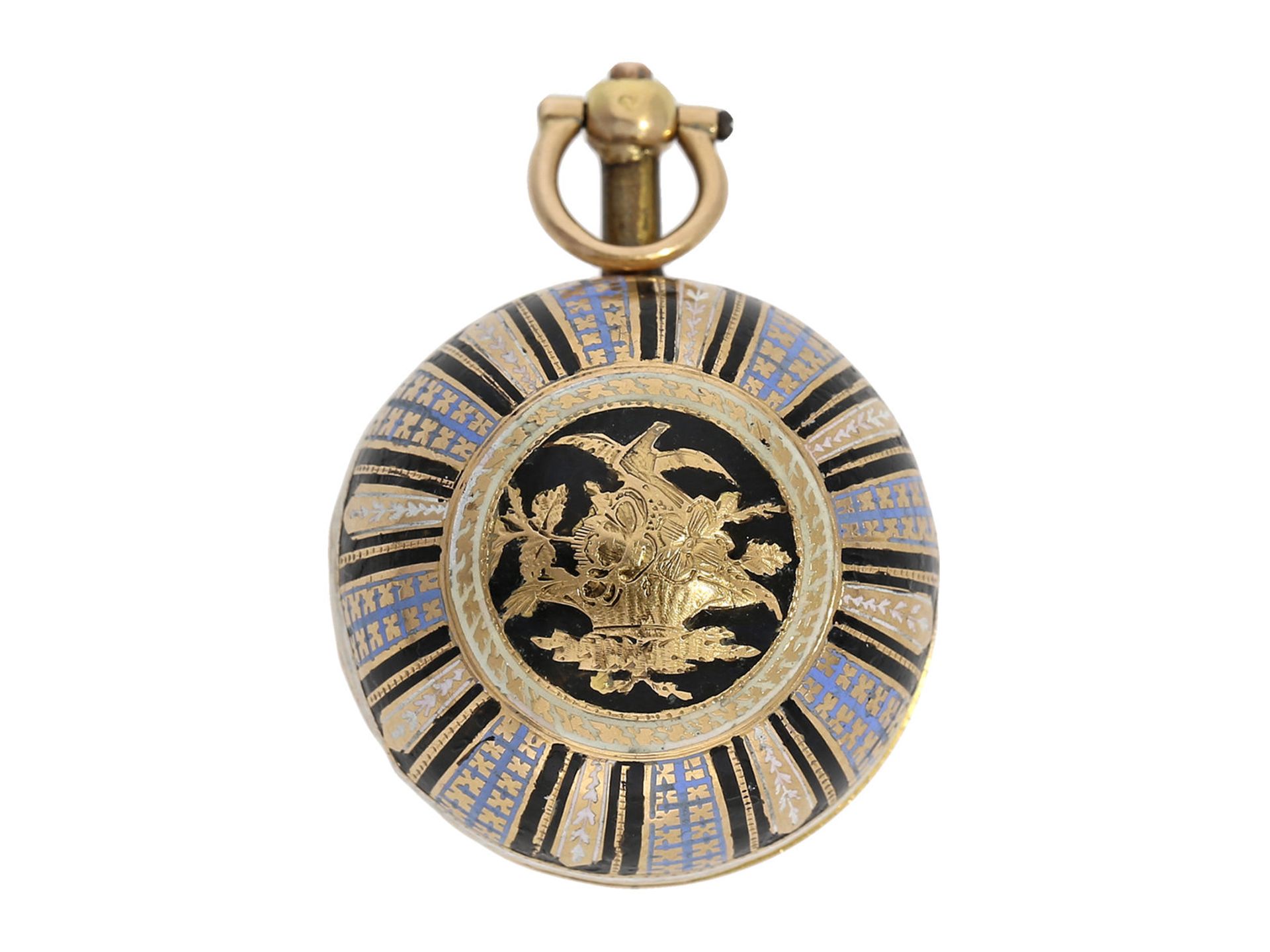 Pendant watch/ form watch: magnificent, spherical gold/ enamel pendant watch, so-called "Boule de - Bild 2 aus 4
