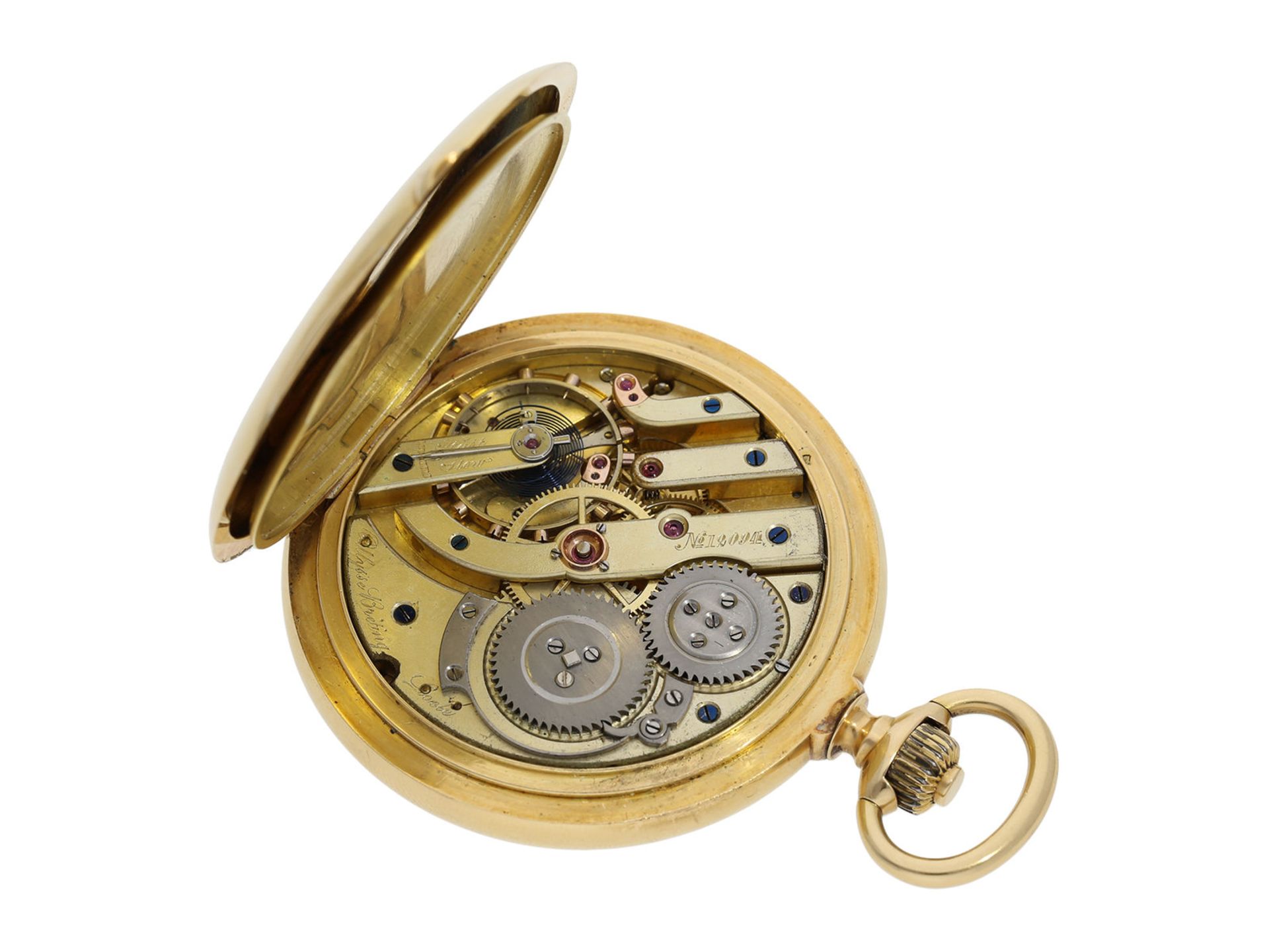 Pocket watch: especially large and heavy gold hunting case watch with chronometer escapement, Ulysse - Bild 6 aus 9