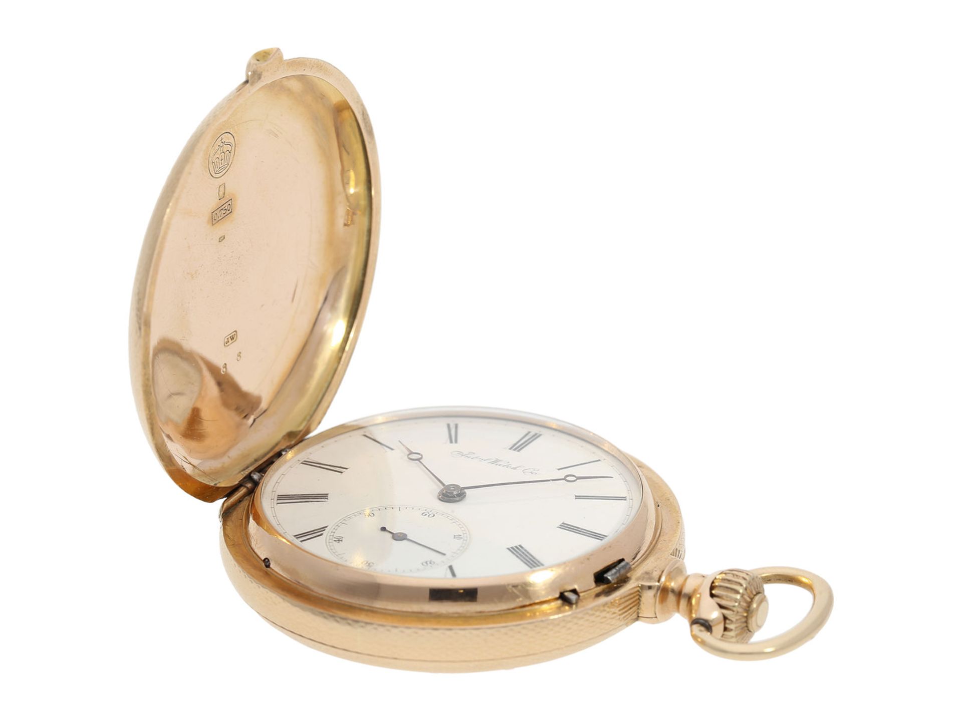 Pocket watch: early and very rare IWC gold hunting case watch calibre Jones No.9902, ca. 1876Ca. - Bild 3 aus 8