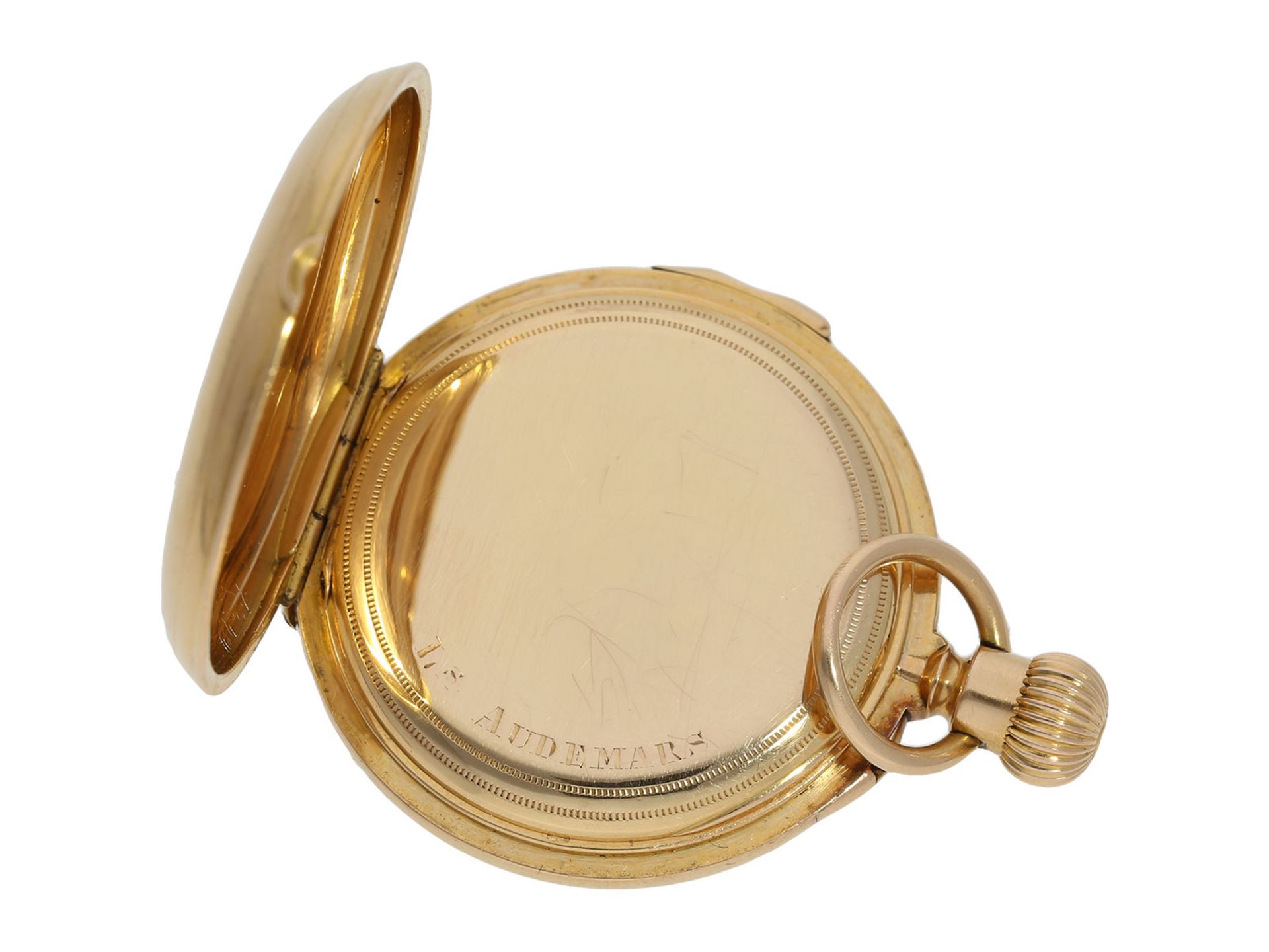 Pocket watch: rare fine lady's half hunting case repeater, Louis Audemars No. 11612, ca. 1880Ca. - Bild 6 aus 8