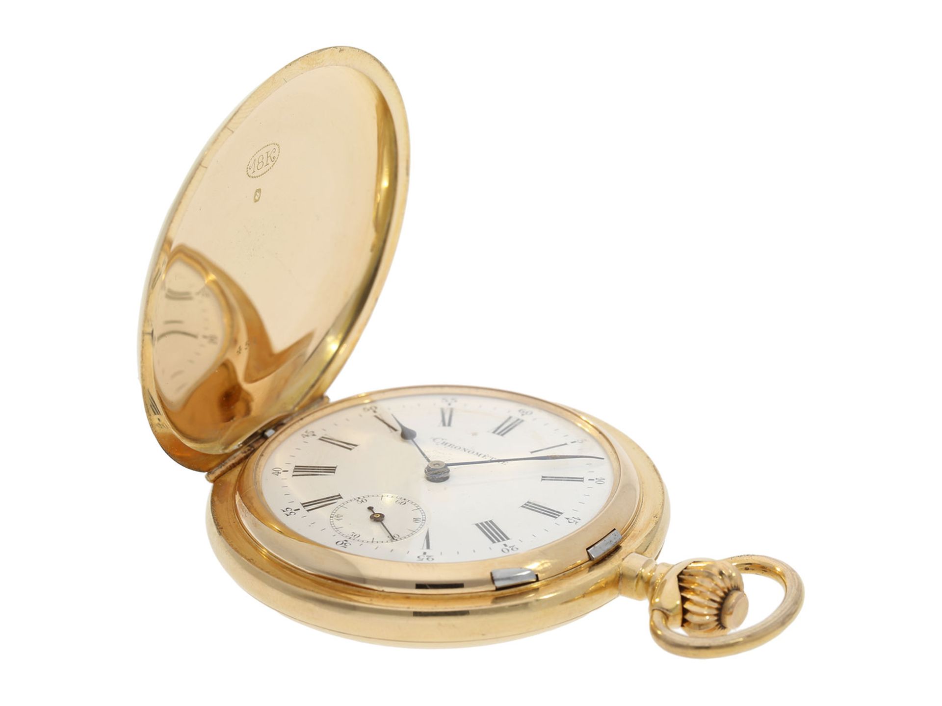 Pocket watch: heavy and high-quality 18K gold Swiss pivoted detent chronometer, ca. 1890 - Bild 8 aus 8