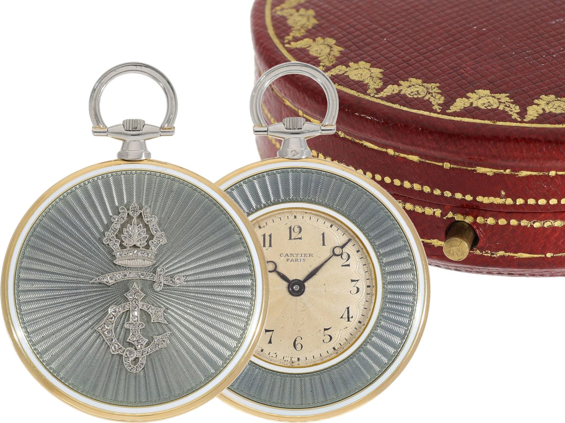 Pocket watch: unique, historically important Cartier pocket watch with original box, gift of the