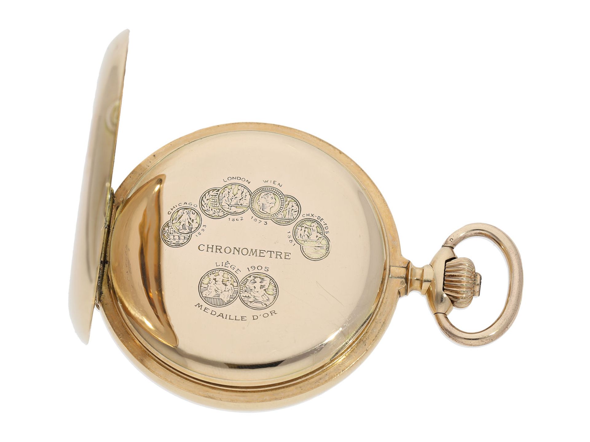 Pocket watch: especially heavy Swiss gold hunting case watch with chronometer escapement, ca. - Bild 3 aus 8