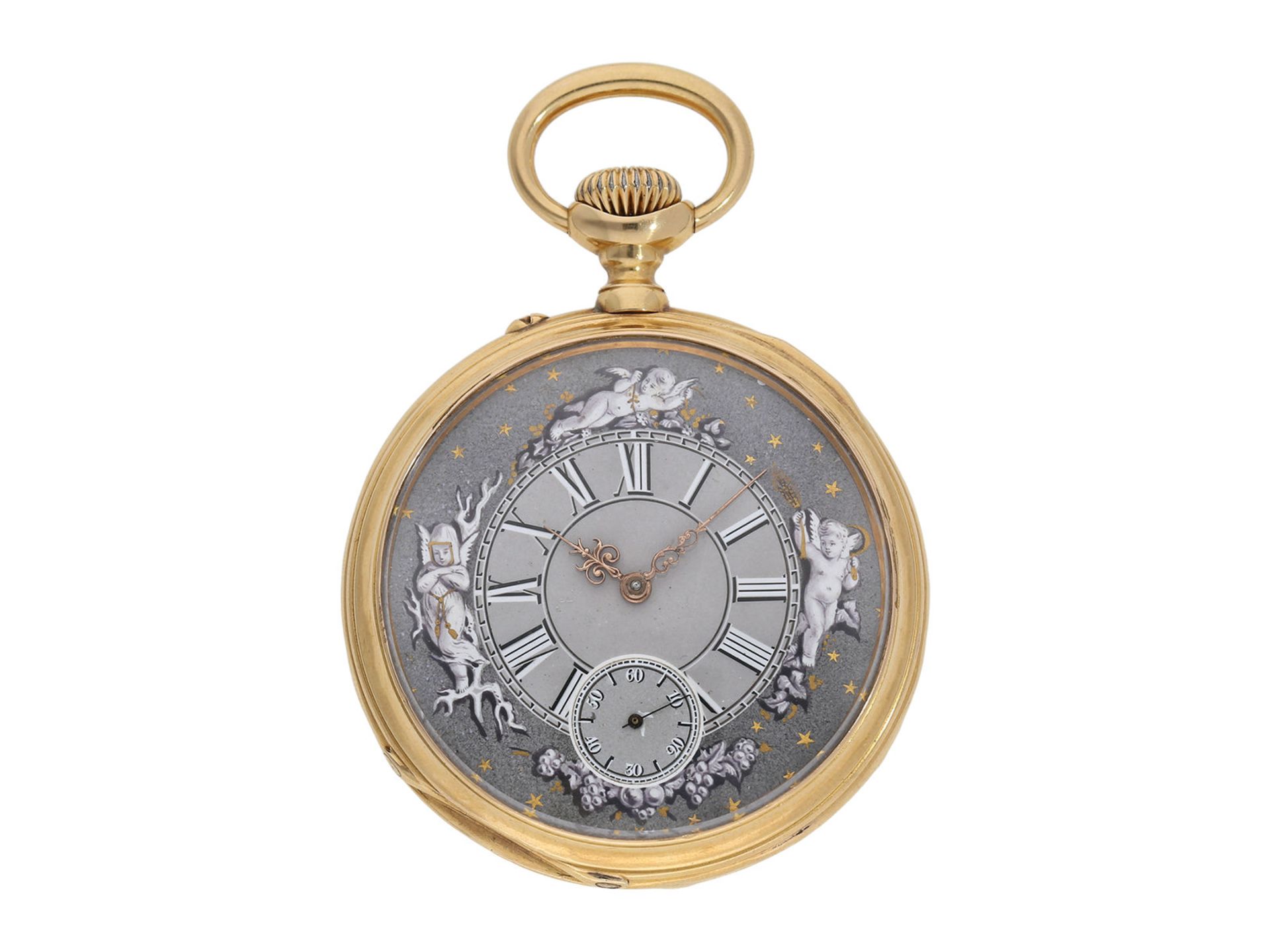 Pocket watch: technically interesting pocket watch with rare crown winding in manner of O.