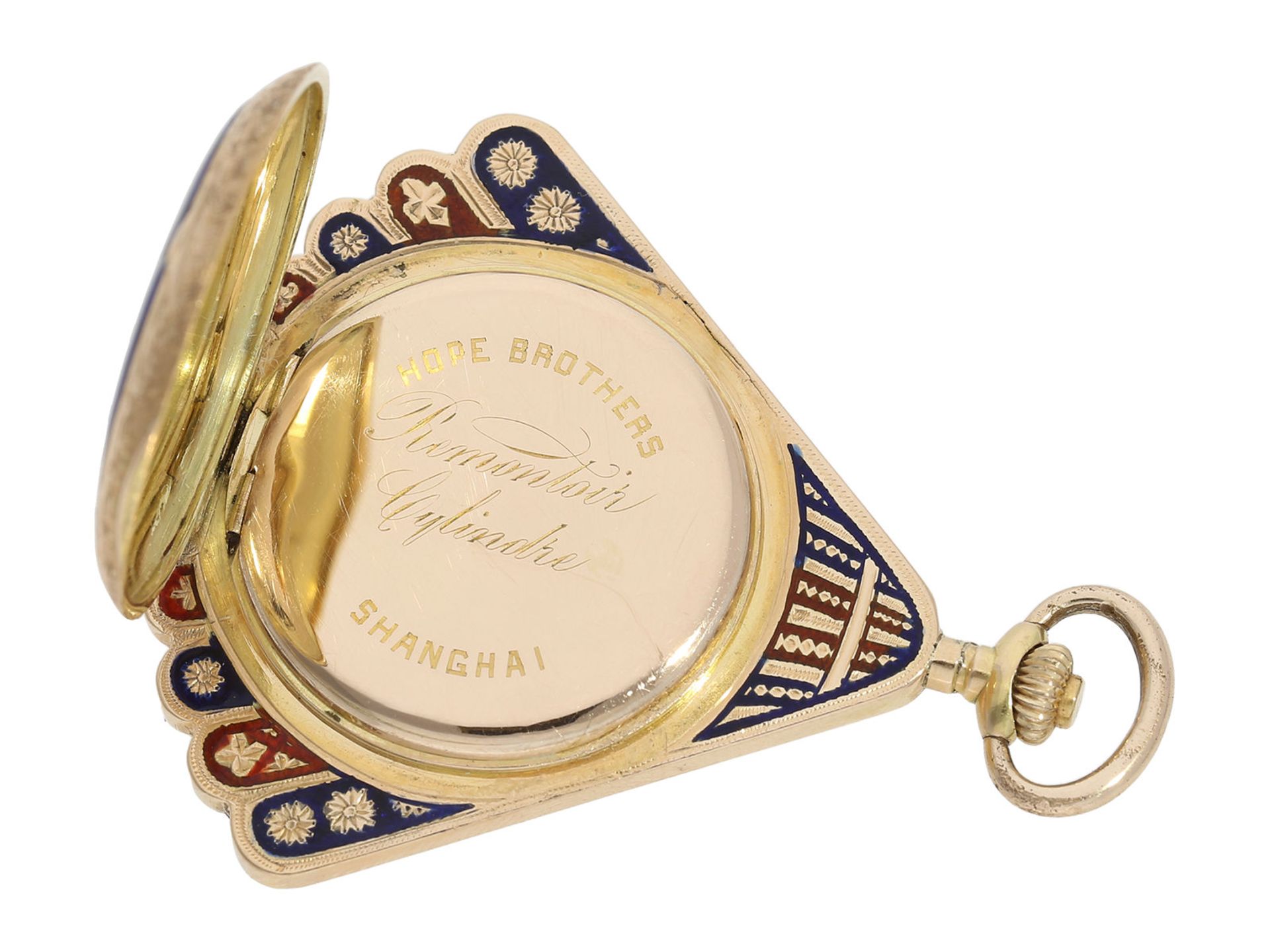 Pocket watch/ pendant watch: magnificent and very rare gold/ enamel form watch with enamel - Bild 3 aus 8