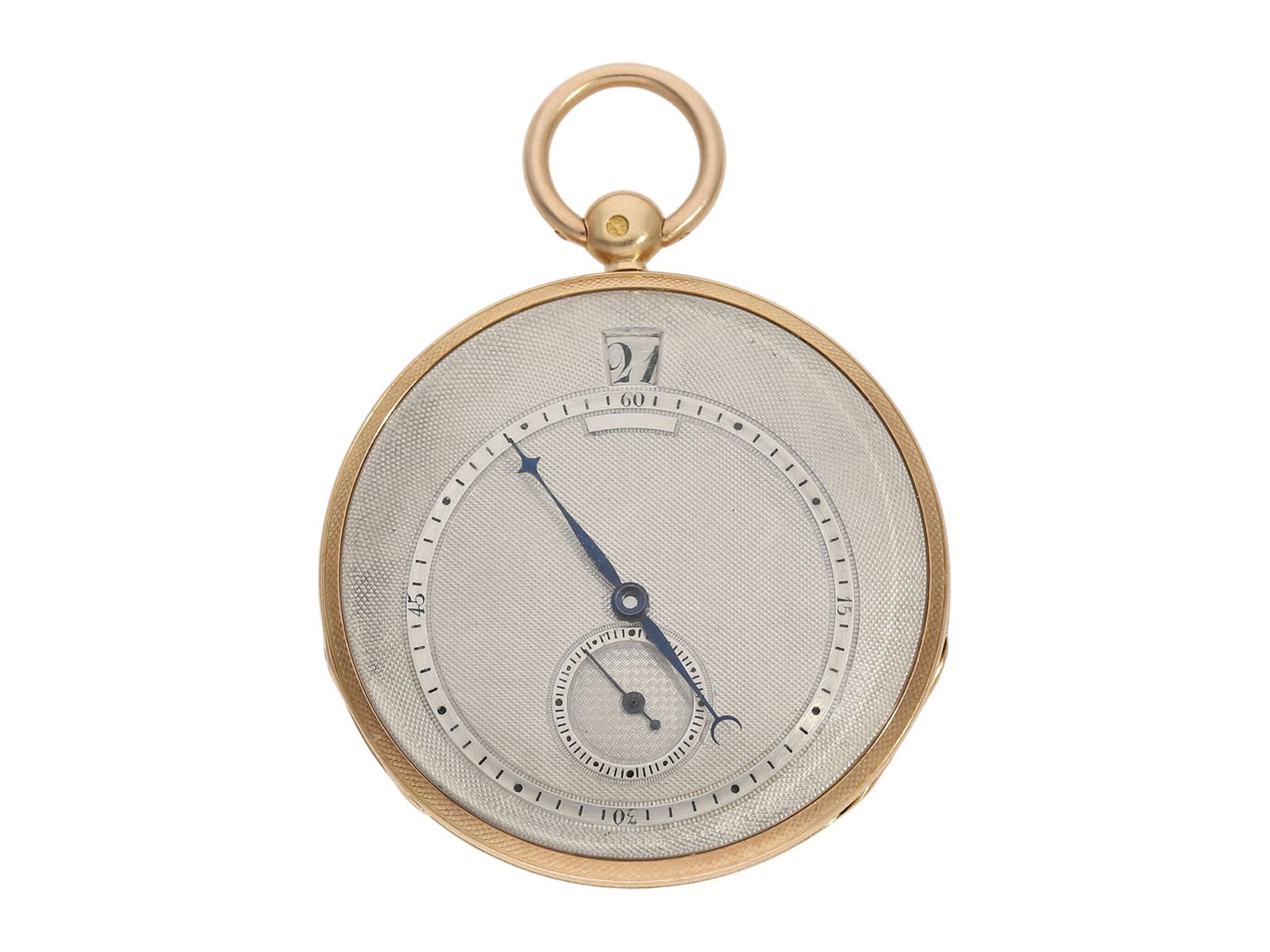 Pocket watch: fine pink gold Lepine with jumping hour and decentralised time display, Breguet