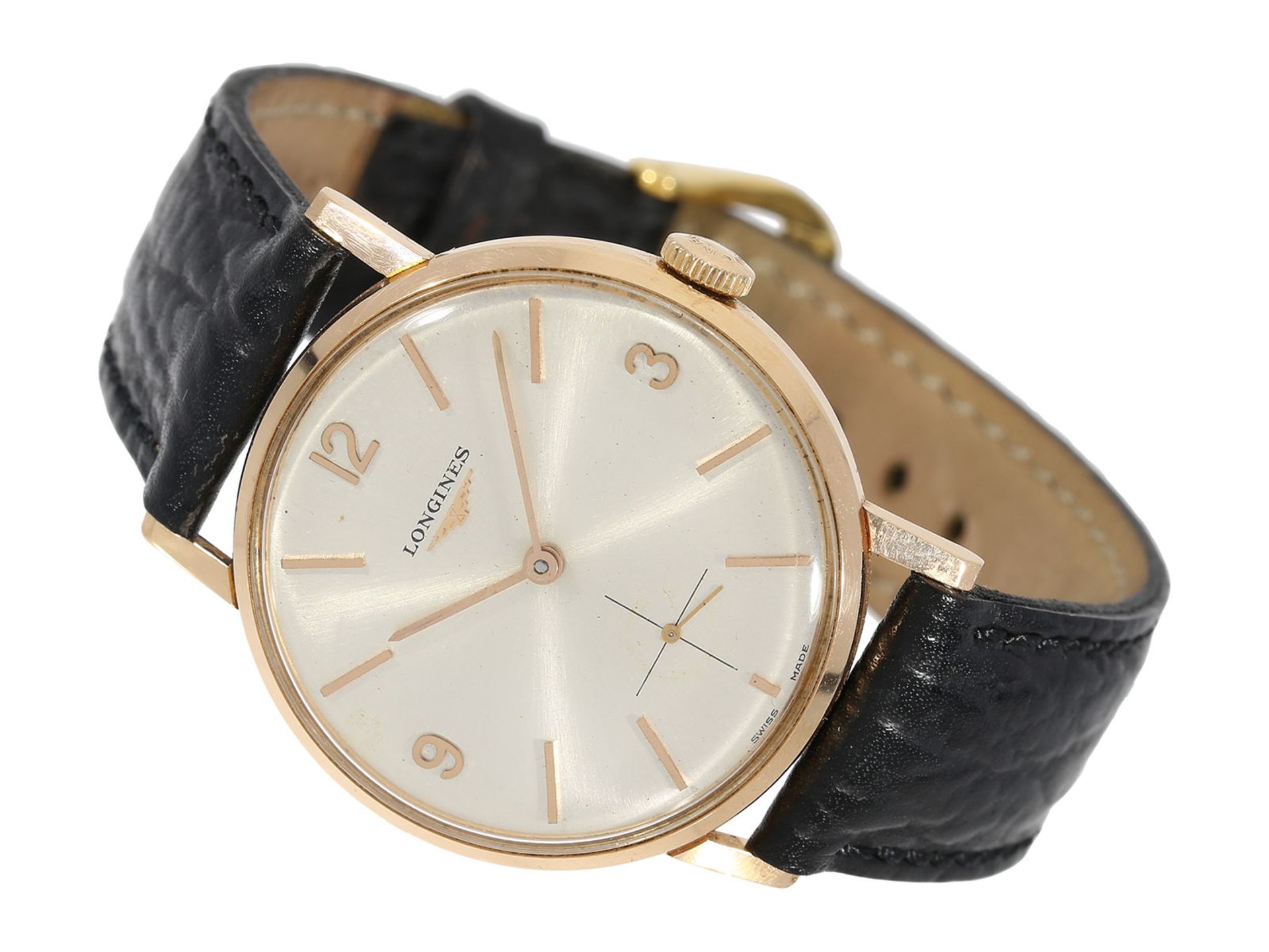 Wristwatch: pink gold Longines man's watch Reference 7515, ca. 1960