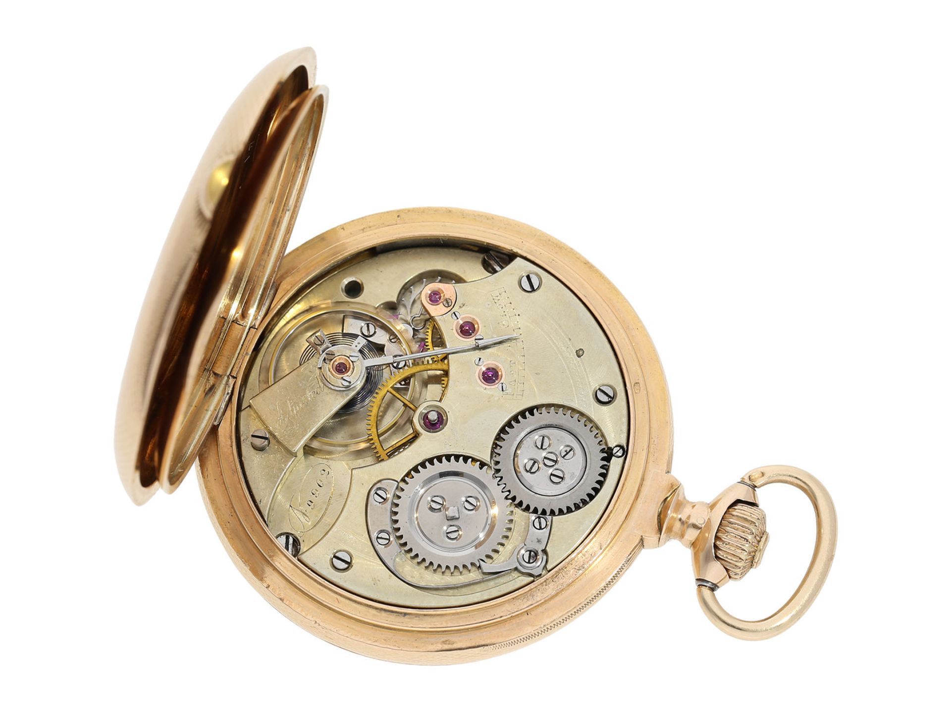 Pocket watch: early and very rare IWC gold hunting case watch calibre Jones No.9902, ca. 1876Ca. - Bild 4 aus 8