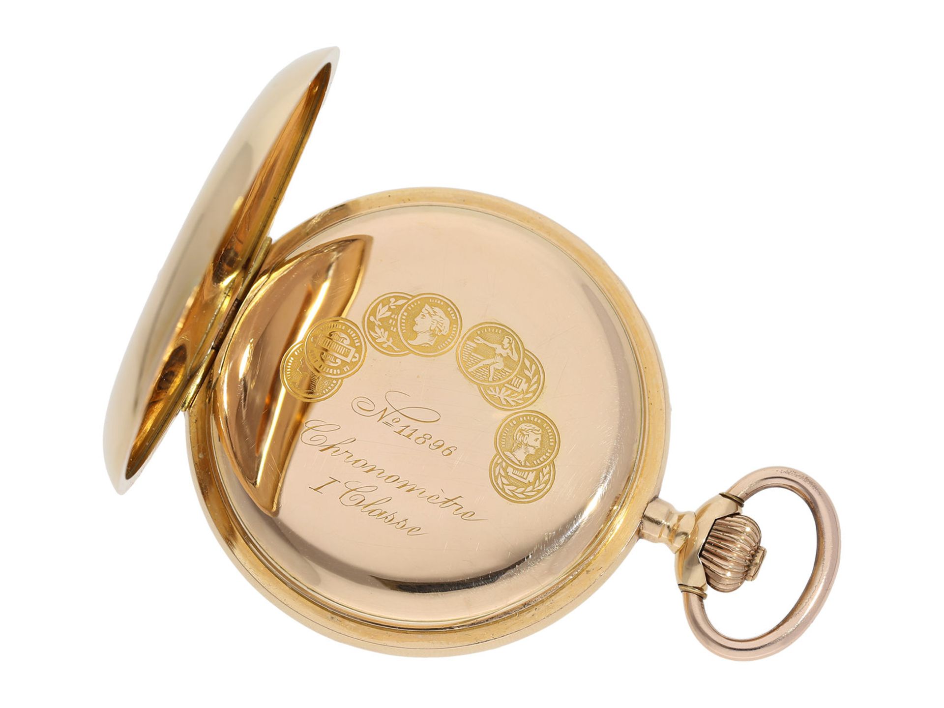 Pocket watch: extremely heavy Swiss chronometer of best quality "Chronometre 1ere Classe No. 11896", - Bild 6 aus 8