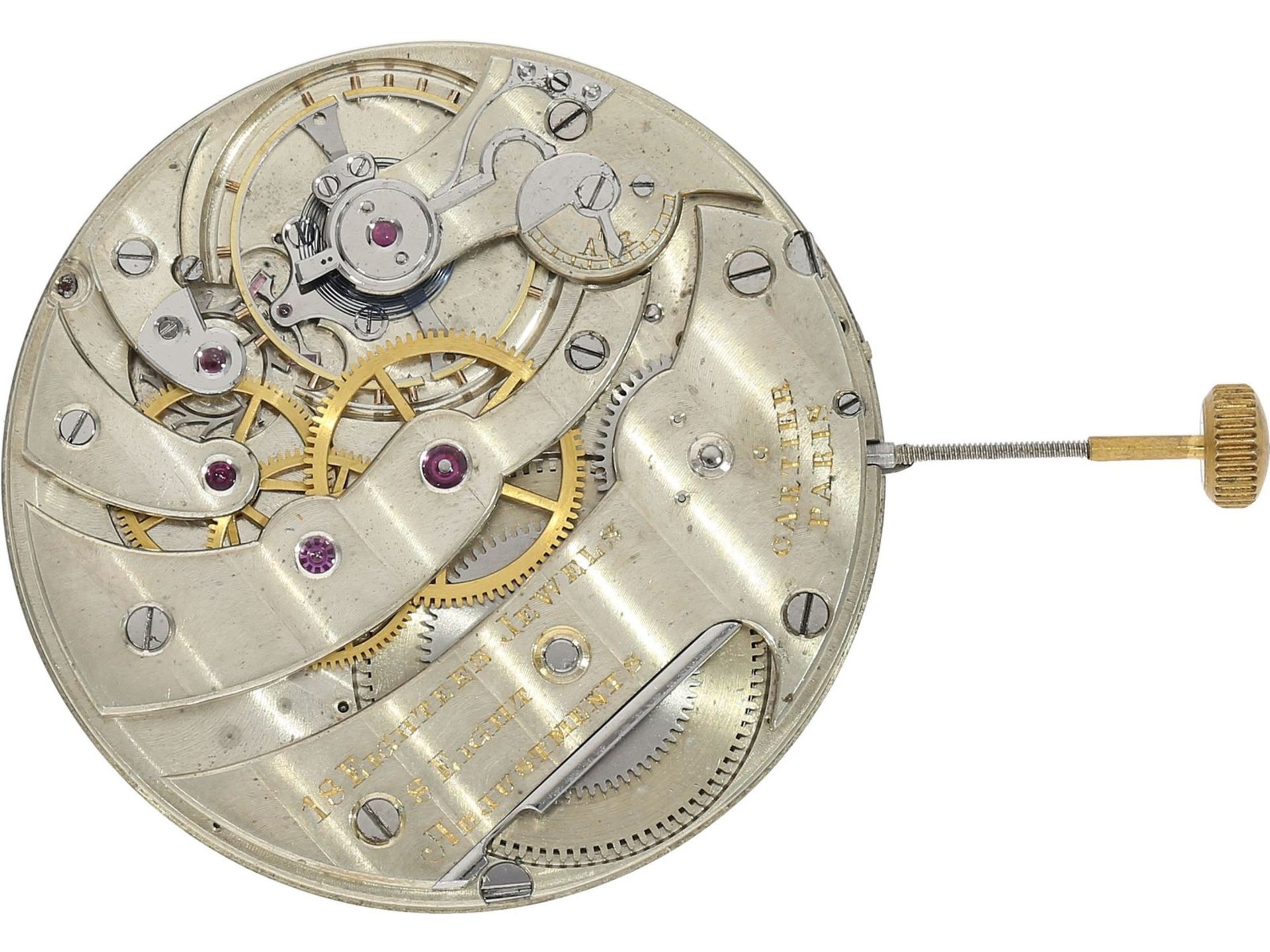 Pocket watch: extraordinary rare pocket watch movement of a Cartier "Eclipse-Double-Dial" dress - Bild 2 aus 4