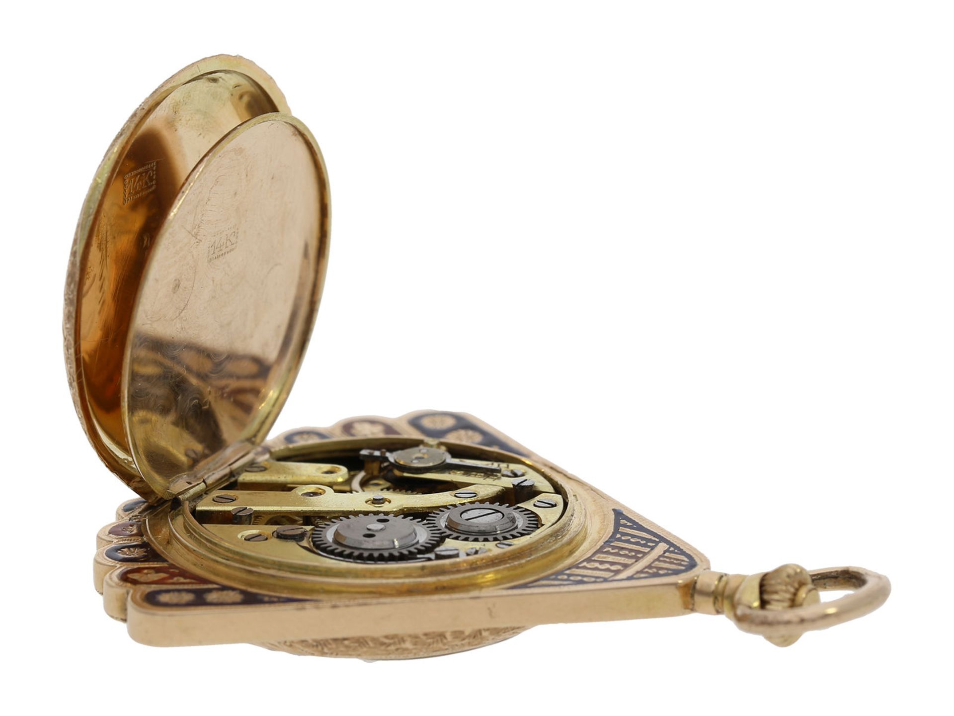 Pocket watch/ pendant watch: magnificent and very rare gold/ enamel form watch with enamel - Bild 8 aus 8