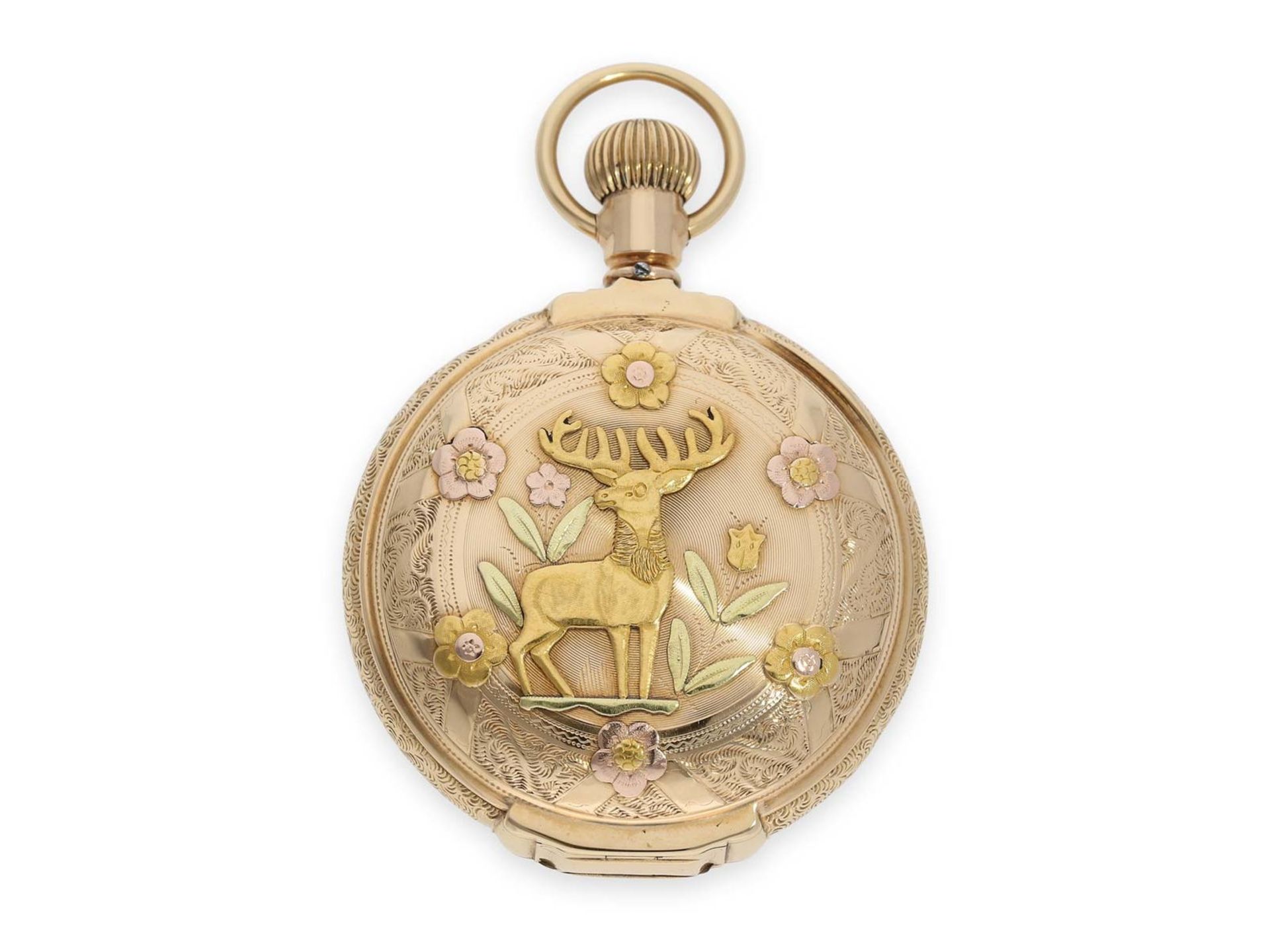 Pocket watch: heavy "Multicolour True Box Hinged" gold hunting case watch in fantastic quality and - Bild 7 aus 7