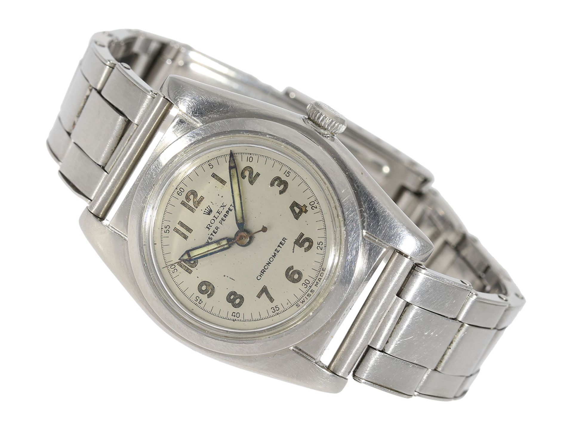 Wristwatch: early Rolex Bubble Back Chronometer with centre seconds, from the 1940s