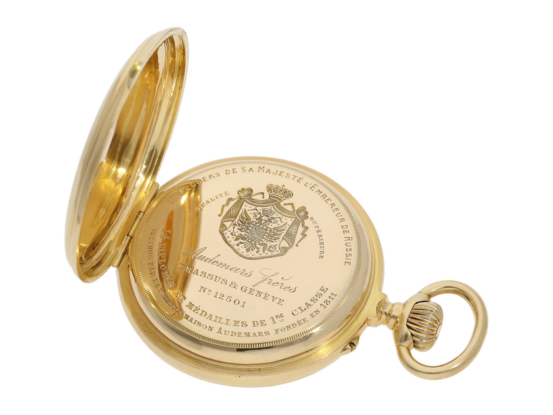 Pocket watch: exquisite pocket watch chronometer No. 12501, manufactured by Audemars for the Russian - Bild 4 aus 6