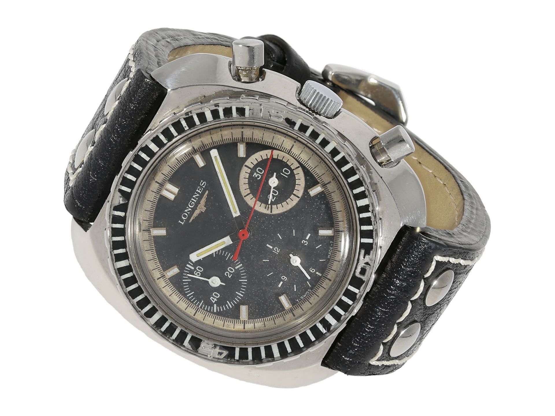 Wristwatch: wanted early Longines diver's chronograph Ref. 8229-2, ca. 1970