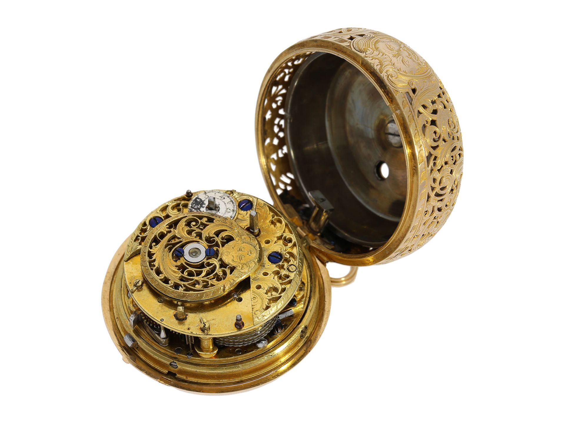 Pocket watch: extremely fine pair case verge pocket watch with quarter-hour repeater and 20K - Bild 7 aus 10