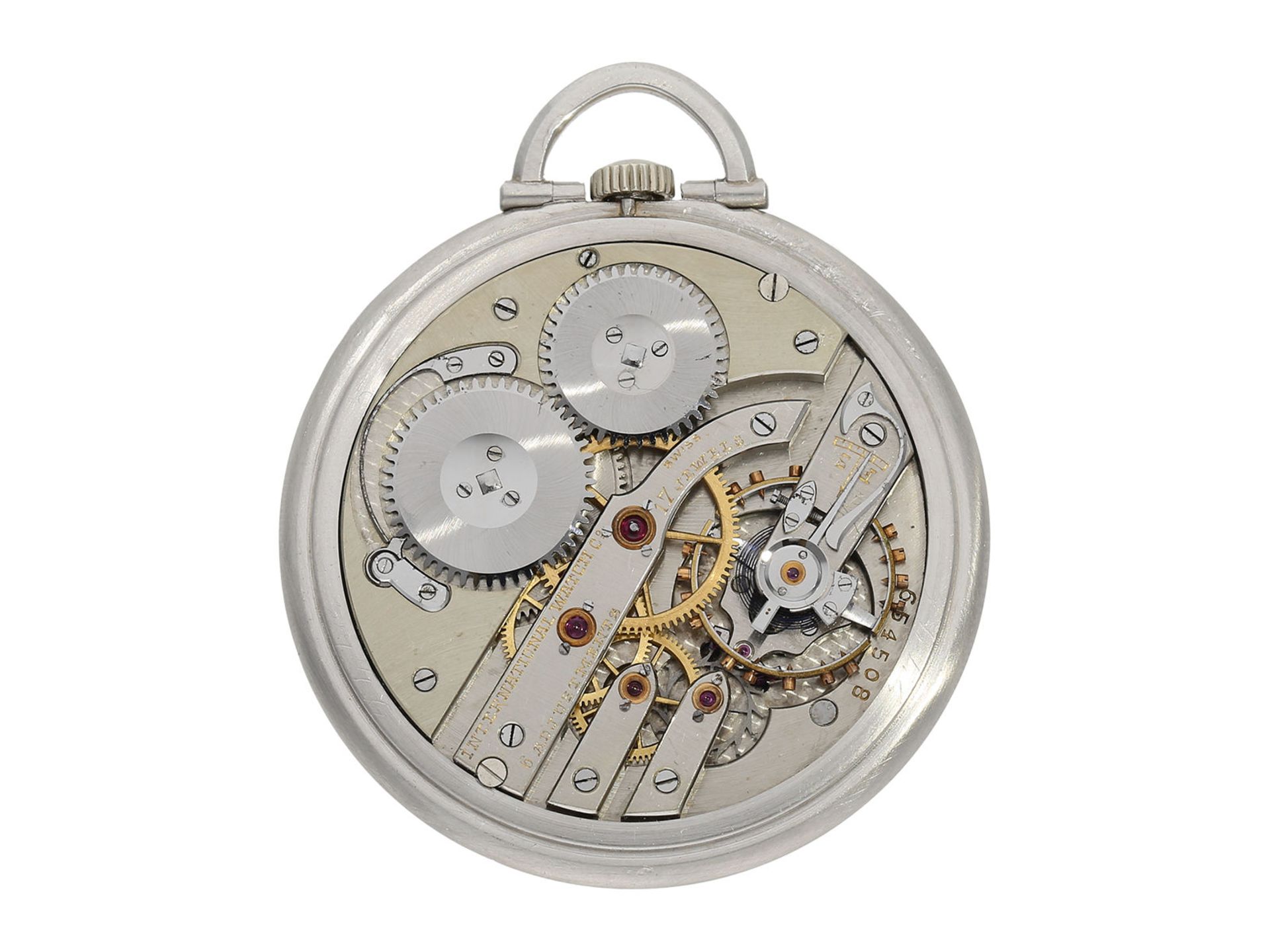Pocket watch: extremely rare Art Deco dress watch with platinum case and diamond setting, IWC - Bild 2 aus 4