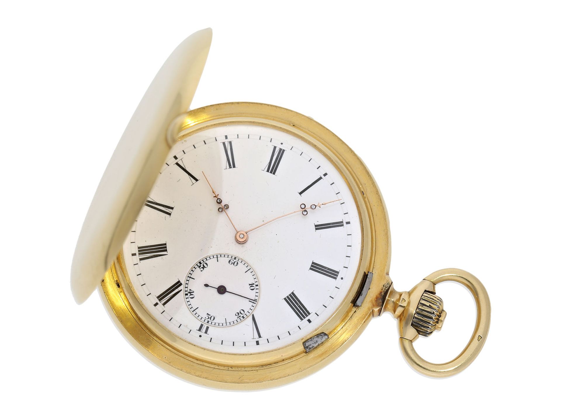 Pocket watch: especially large and heavy gold hunting case watch with chronometer escapement, Ulysse