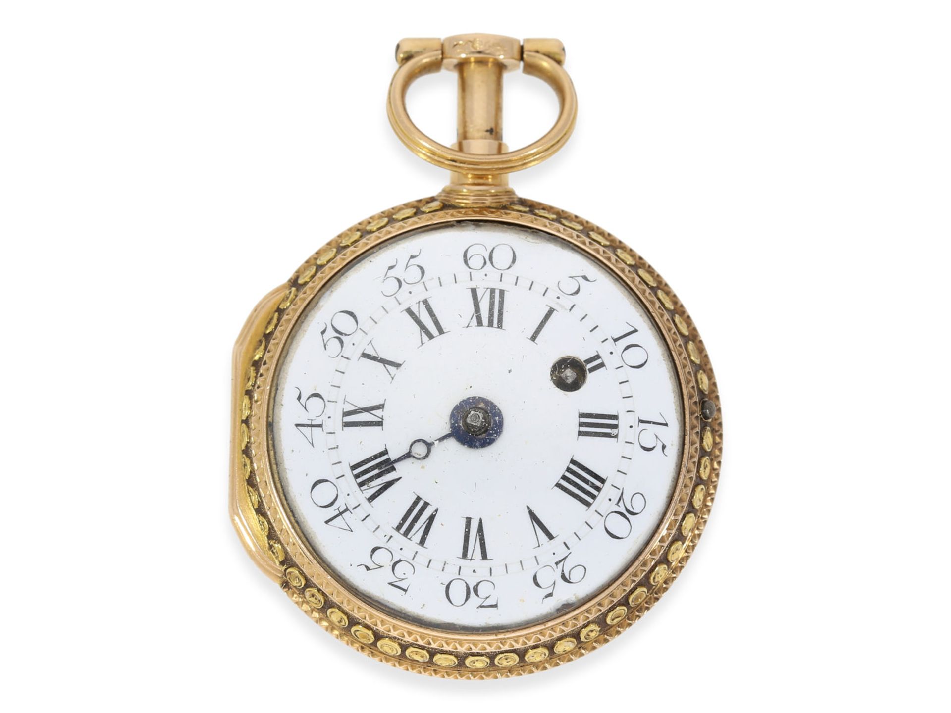 Pocket watch: gold Louis XV verge watch repeater with chatelaine and original sales box, signed Au - Bild 5 aus 8