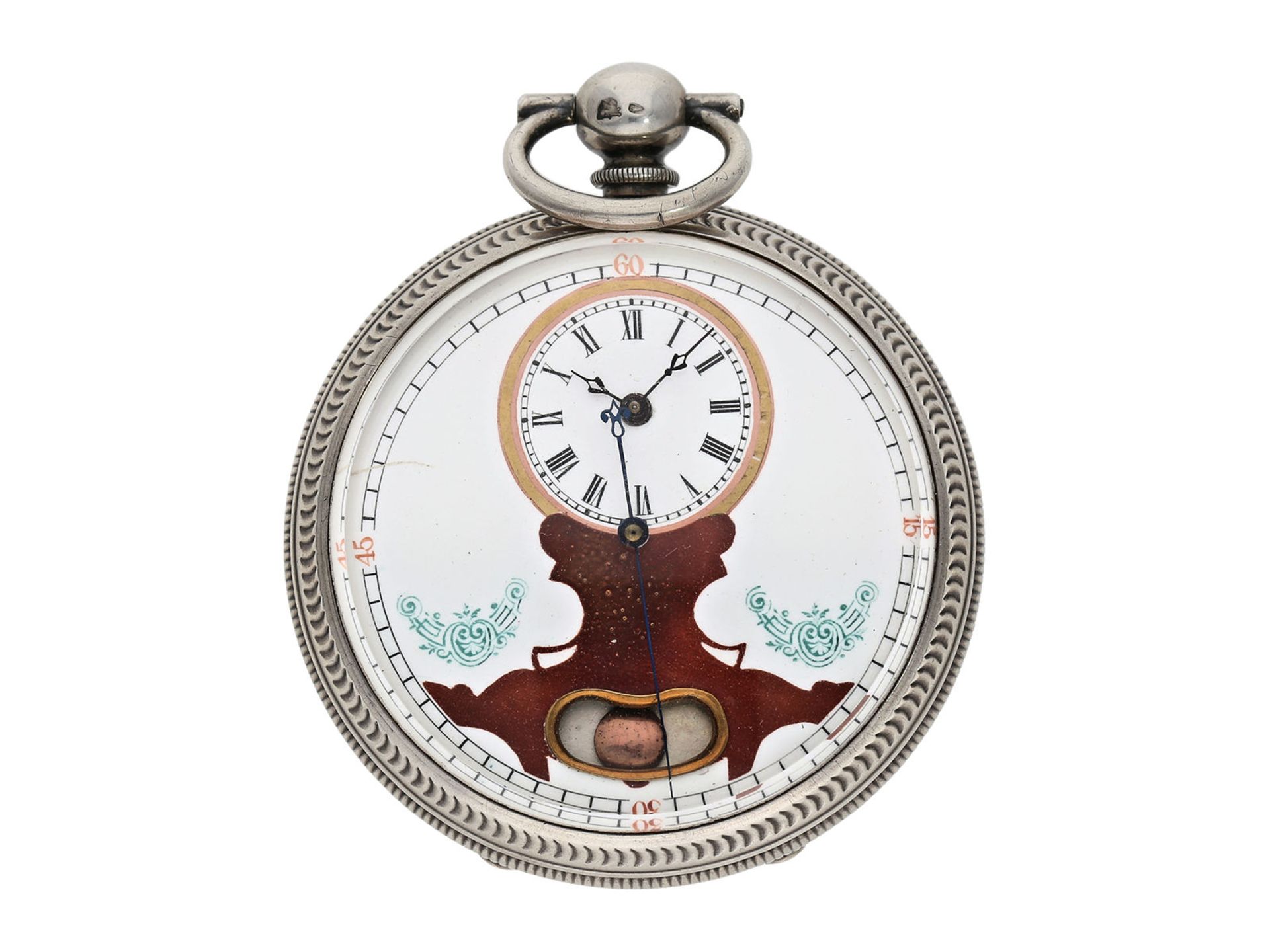 Pocket watch: large man's pocket watch with center seconds and mock pendulum, Switzerland for the