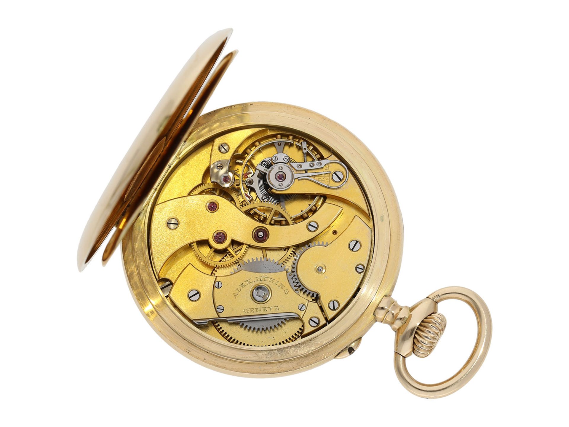 Pocket watch: exquisite Geneva Ankerchronometer, high quality, Alex Hüning Geneva No. 40830, ca. - Bild 2 aus 6
