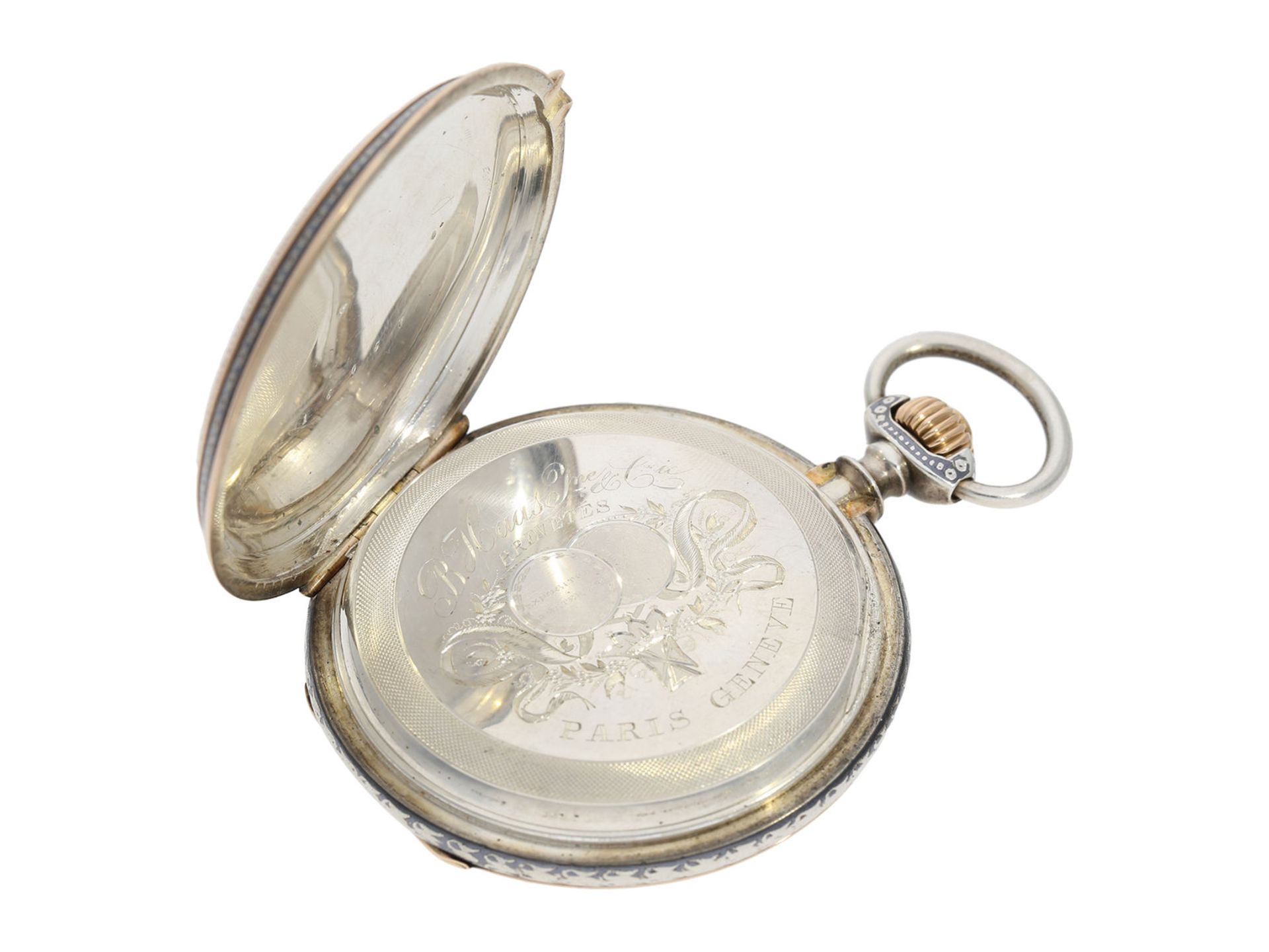 Pocket watch: extremely splendid Tula hunting case watch pink gold/ silver, high quality - Bild 7 aus 7