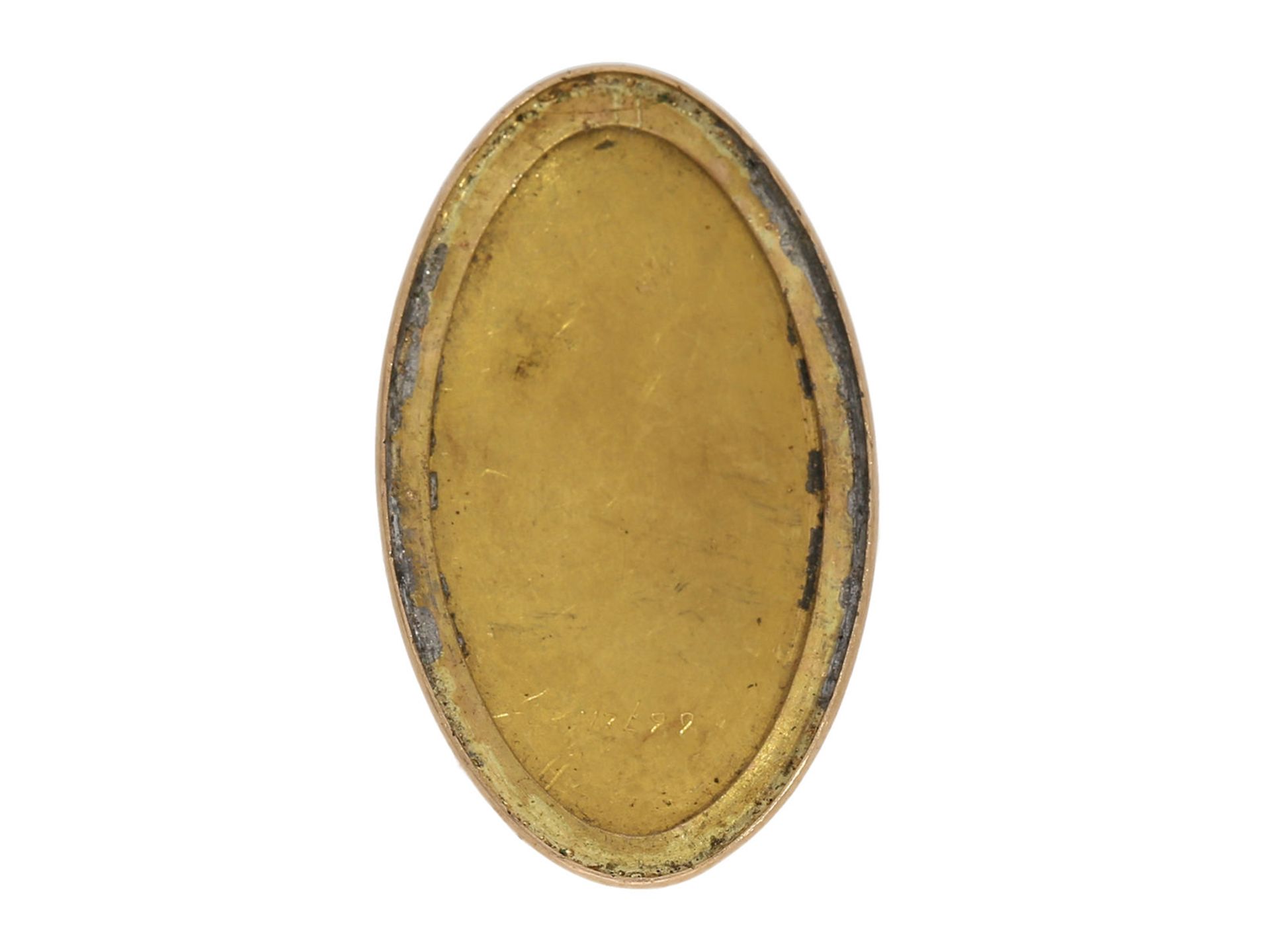 Pendant watch: oval miniature gold/ enamel pendant watch with diamond-set balance, attributed to - Bild 7 aus 11