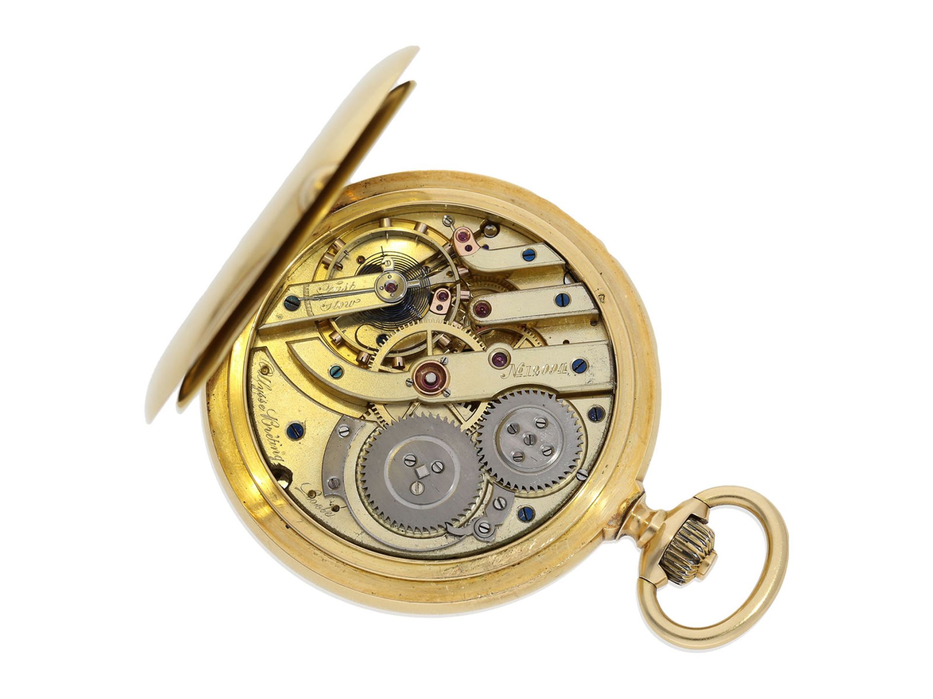 Pocket watch: especially large and heavy gold hunting case watch with chronometer escapement, Ulysse - Bild 5 aus 9