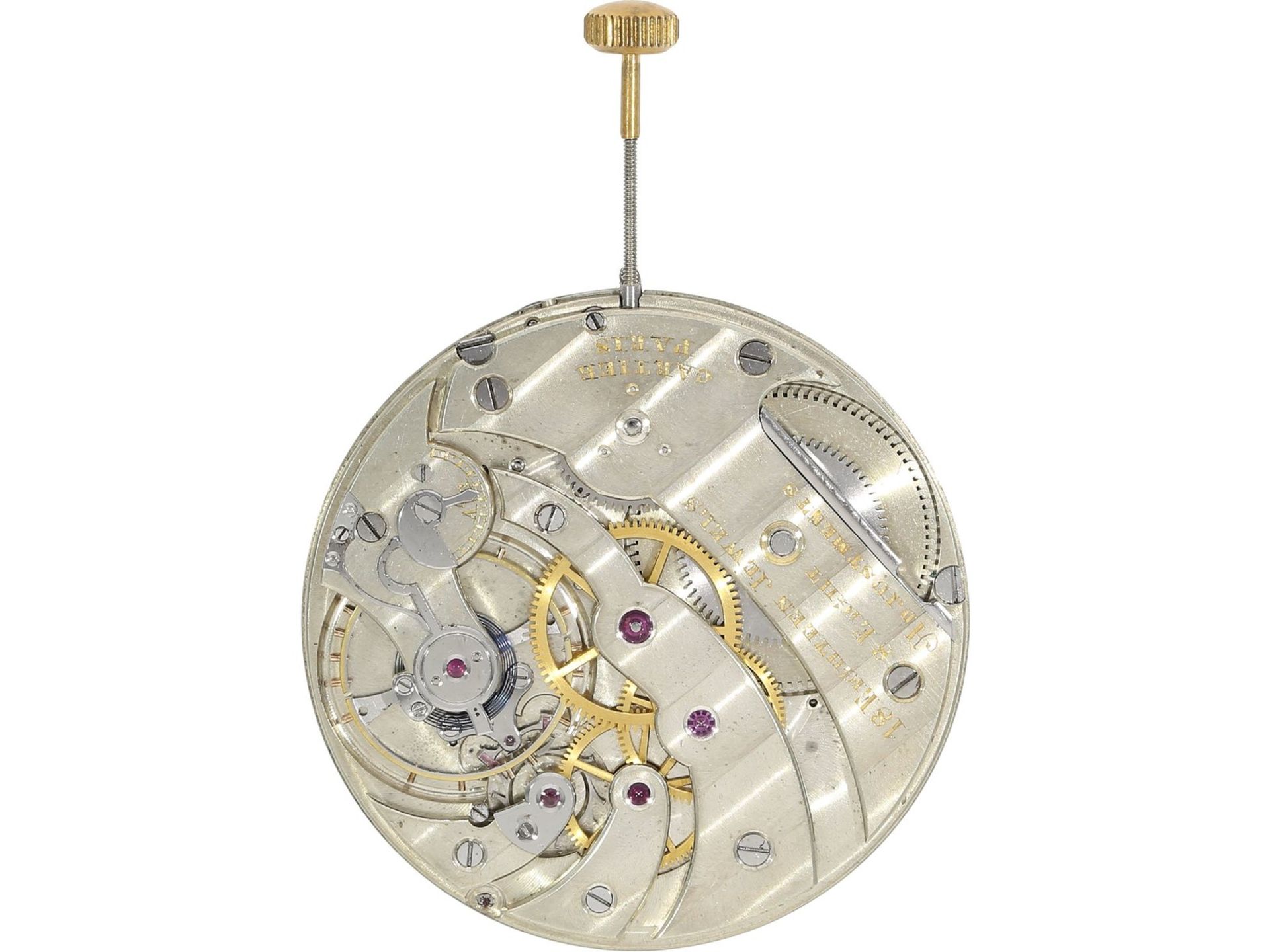 Pocket watch: extraordinary rare pocket watch movement of a Cartier "Eclipse-Double-Dial" dress - Bild 4 aus 4