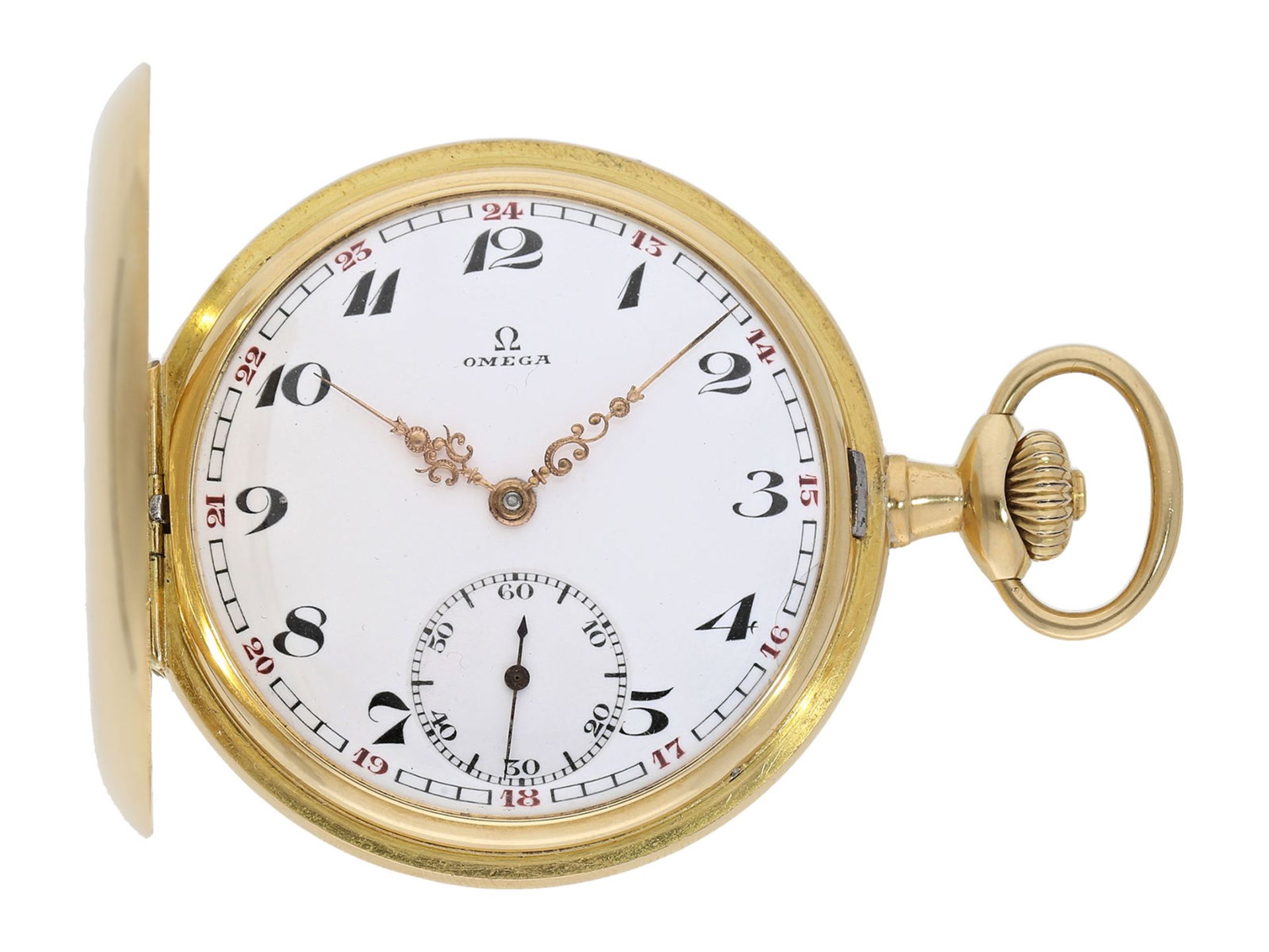 Pocket watch: Omega gold hunting case watch, ca. 1912