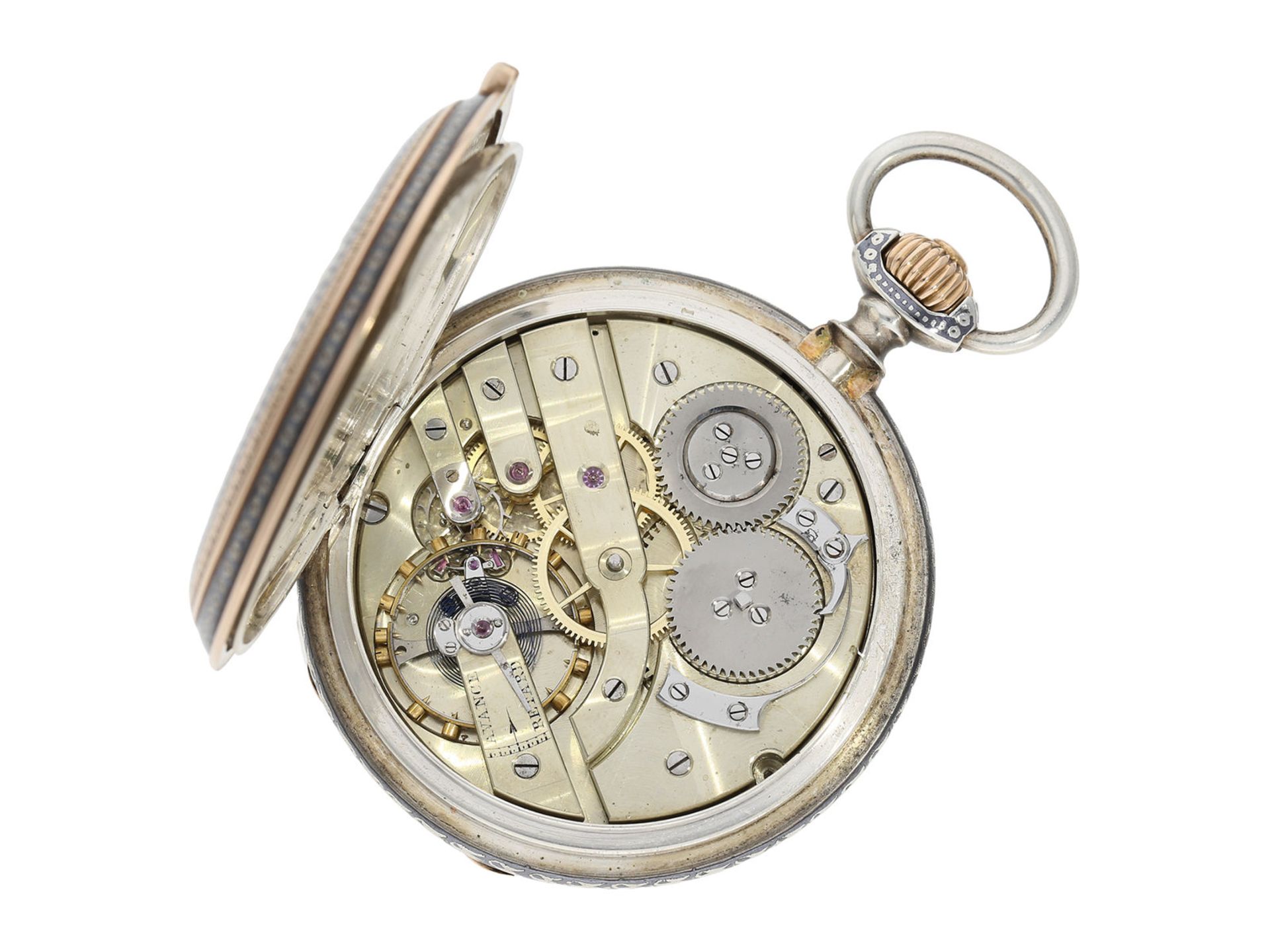 Pocket watch: extremely splendid Tula hunting case watch pink gold/ silver, high quality - Bild 3 aus 7