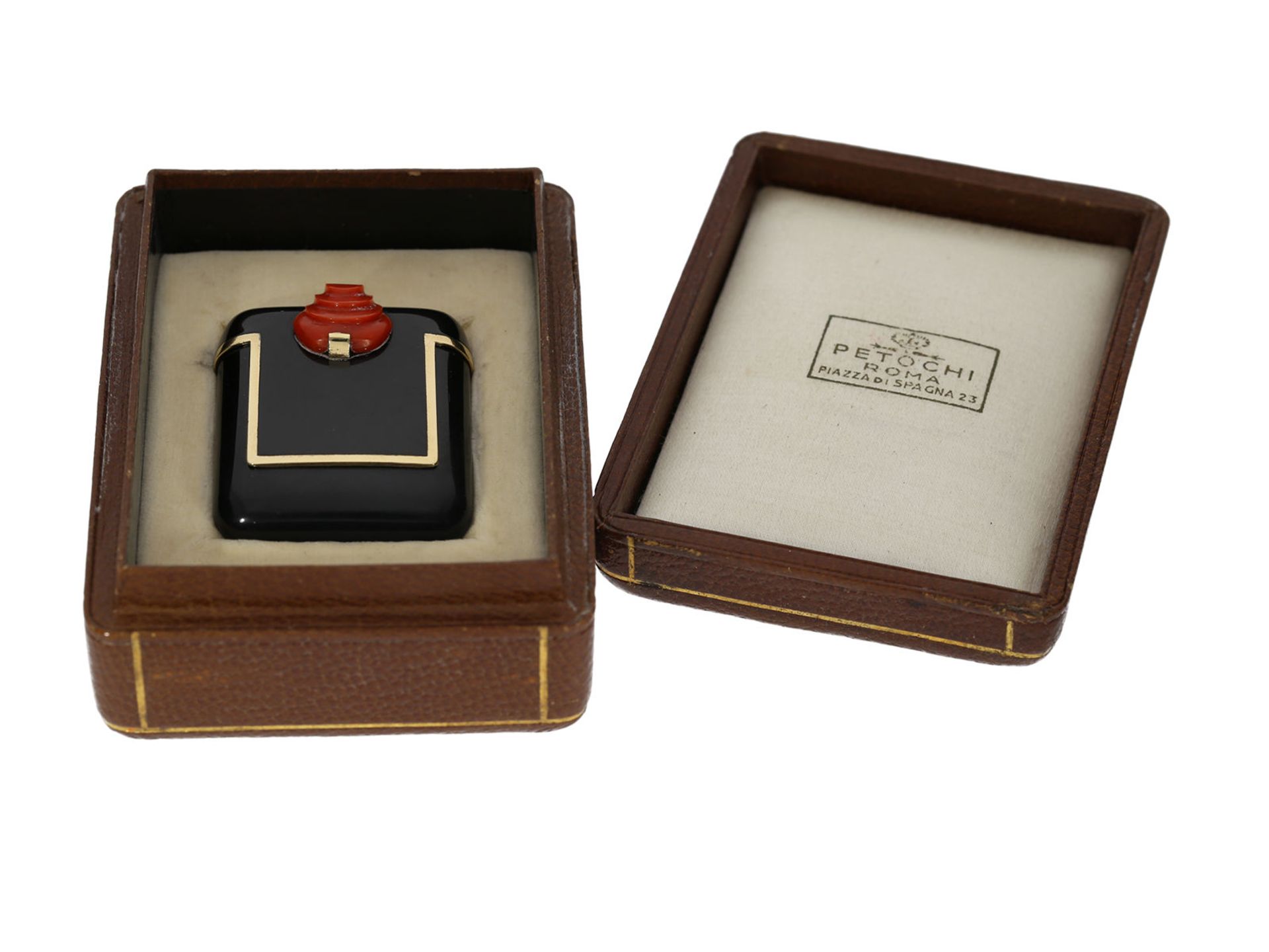Pocket watch/ travel clock: exceptionally beautiful Art Deco travel clock with enamel case and - Bild 5 aus 6