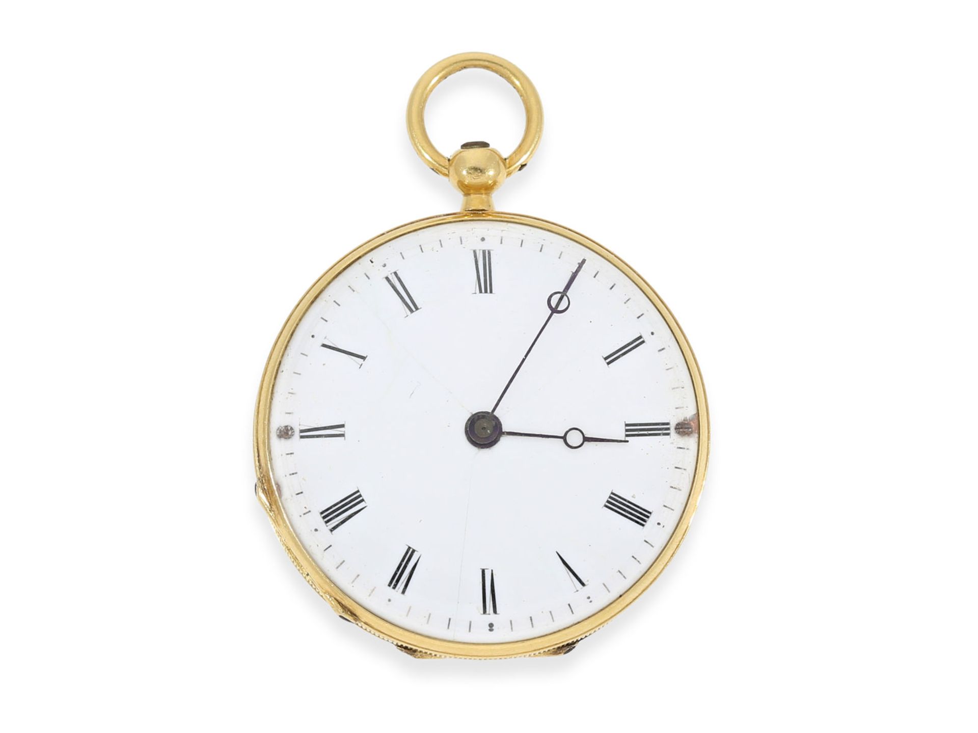 Pocket watch/ chatelaine watch: fine gold/ enamel lady's watch with original gold chatelaine with - Bild 7 aus 8
