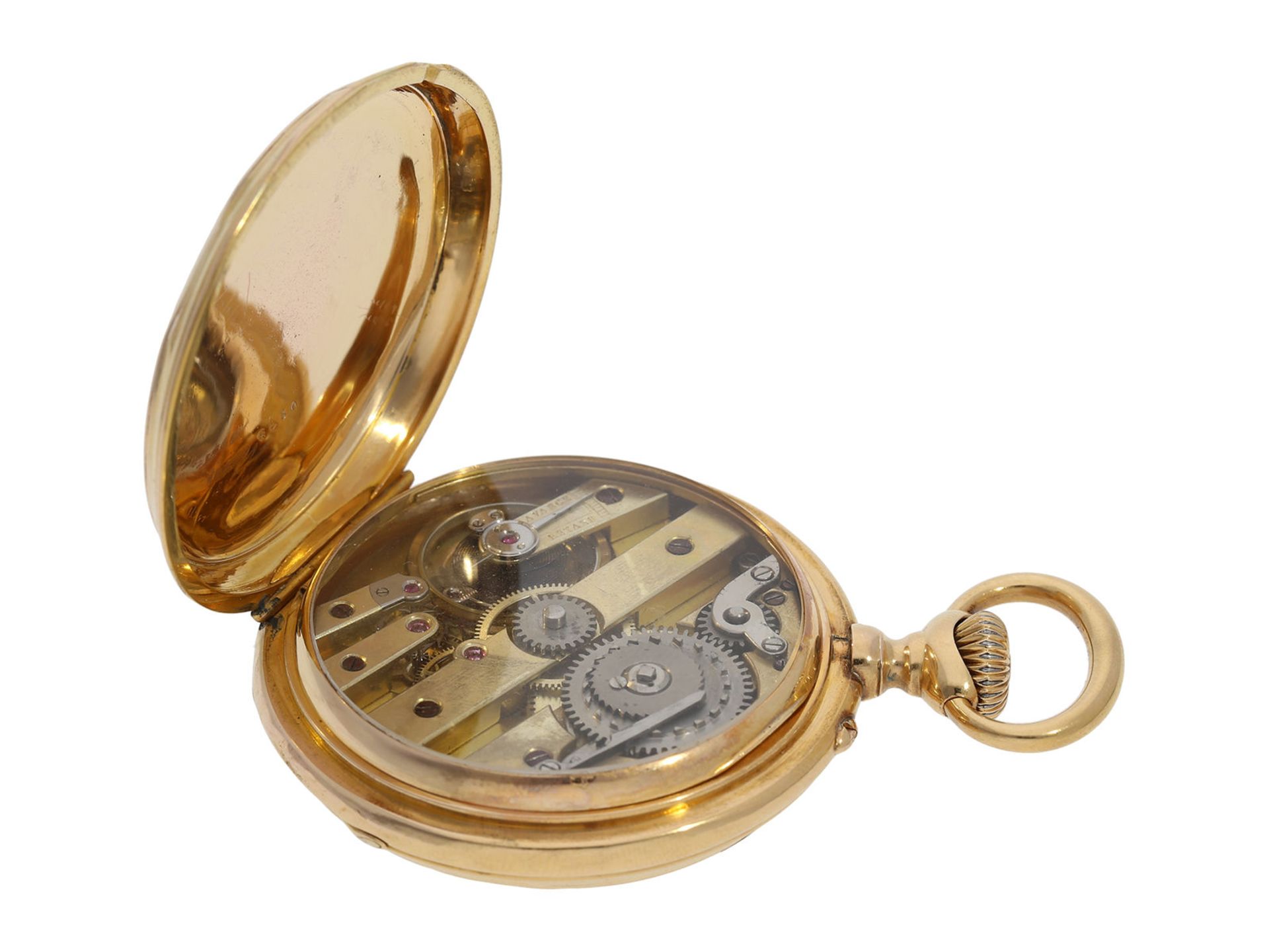 Pocket watch: technically interesting pocket watch with rare crown winding in manner of O. - Bild 4 aus 5