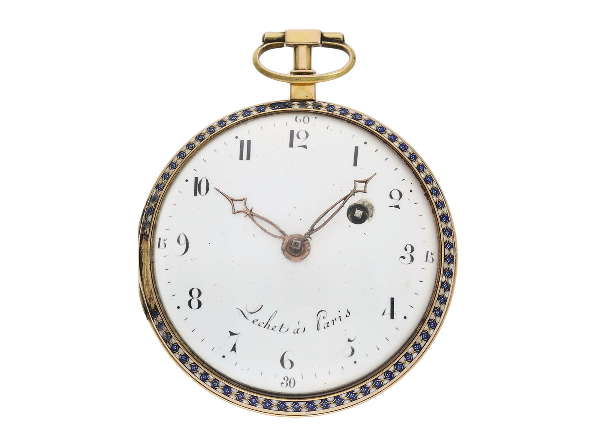 Pocket watch: large gold/ enamel pocket watch, Lechet a Paris, ca. 1795 - Bild 2 aus 4