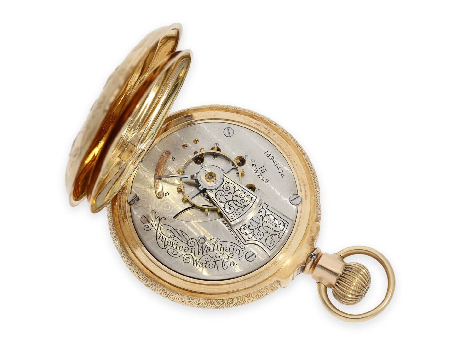 Pocket watch: heavy "Multicolour True Box Hinged" gold hunting case watch in fantastic quality and - Bild 4 aus 7