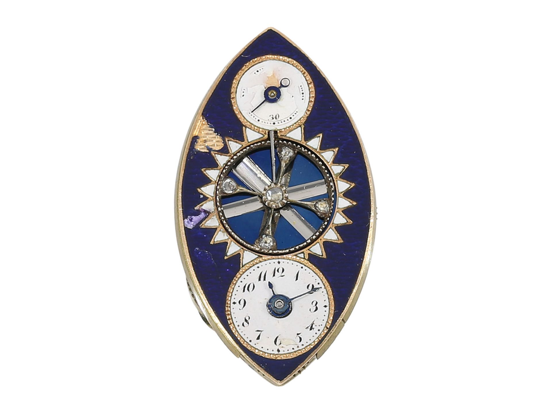 Pendant watch: exceptionally large gold/ enamel museum-like pendant watch with pearl and diamond - Bild 2 aus 8