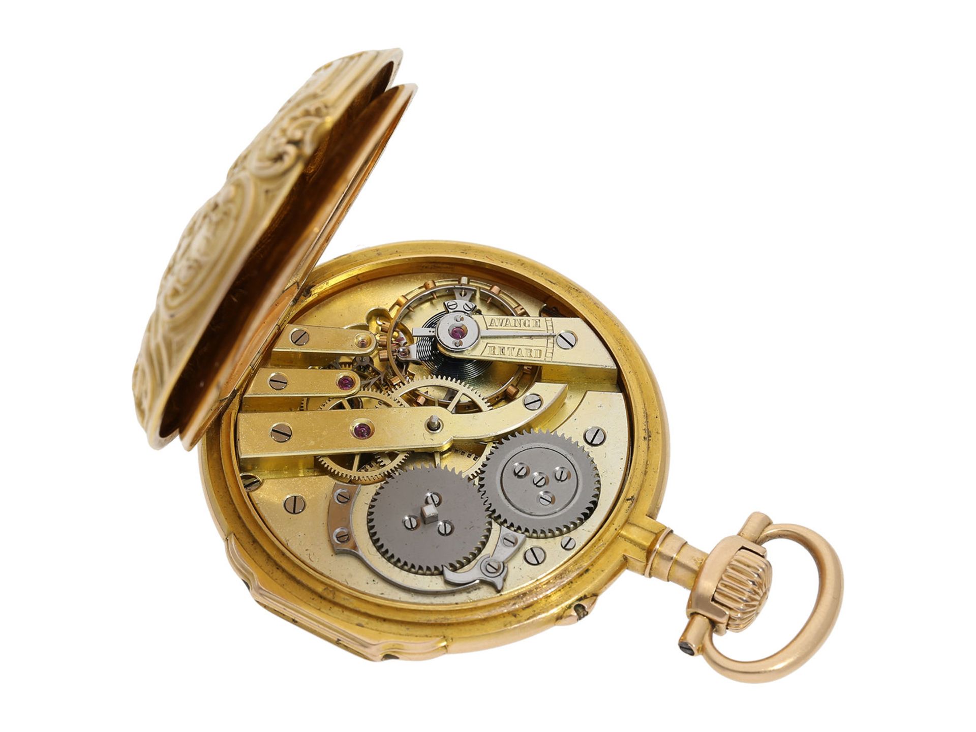 Pocket watch: high-quality Louis XV pocket watch with repousse case, very rare pocket watch, Chaudé, - Bild 3 aus 7