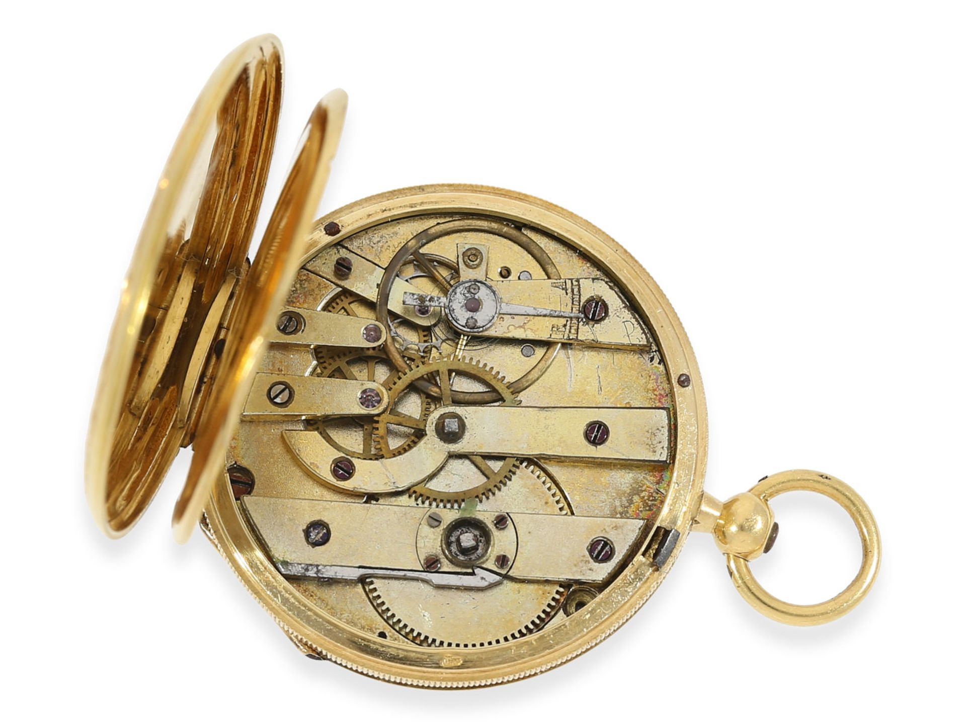 Pocket watch/ chatelaine watch: fine gold/ enamel lady's watch with original gold chatelaine with - Bild 5 aus 8