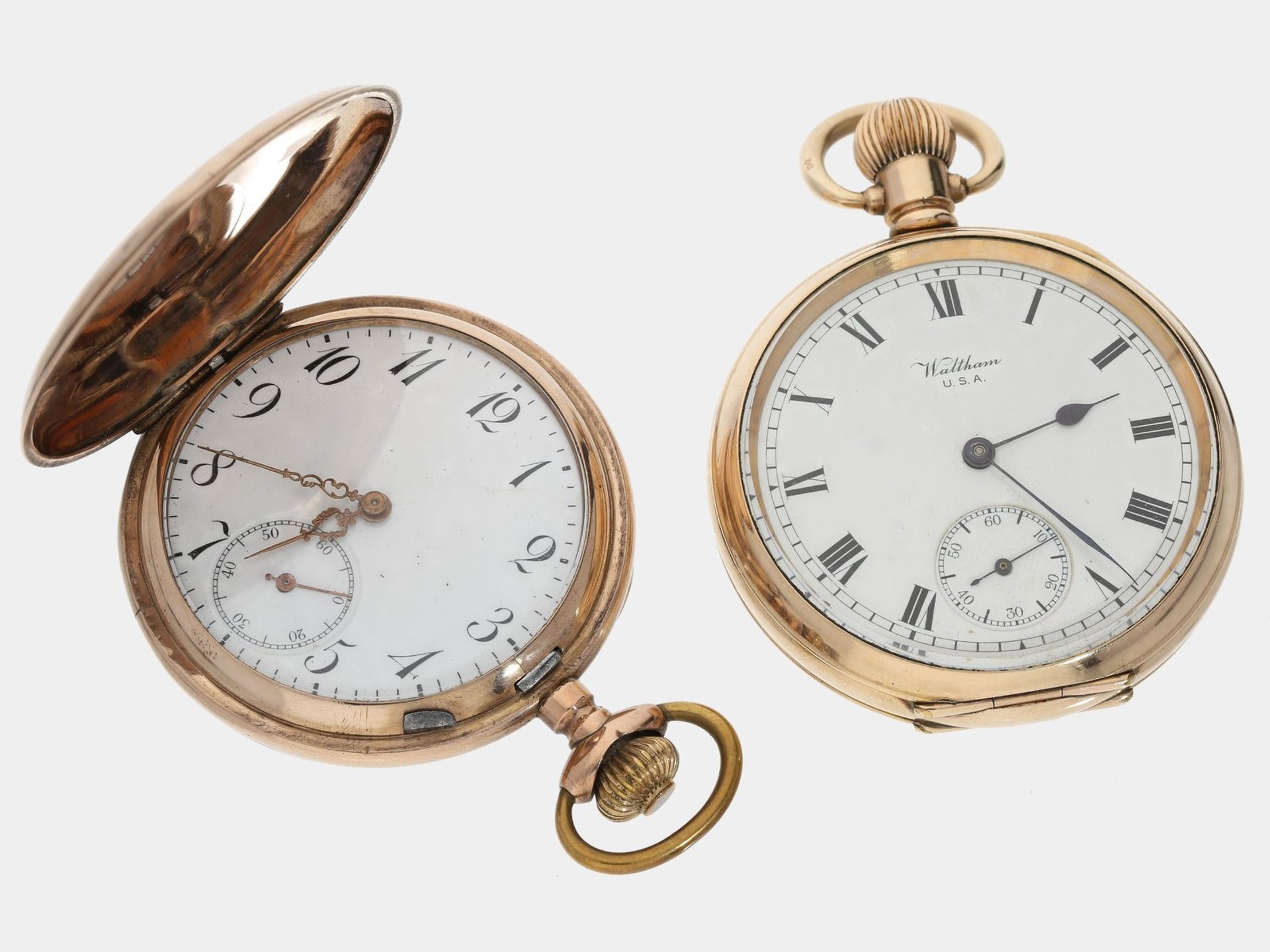 Taschenuhr: Konvolut von 2 rotgoldenen Taschenuhren, um 1900