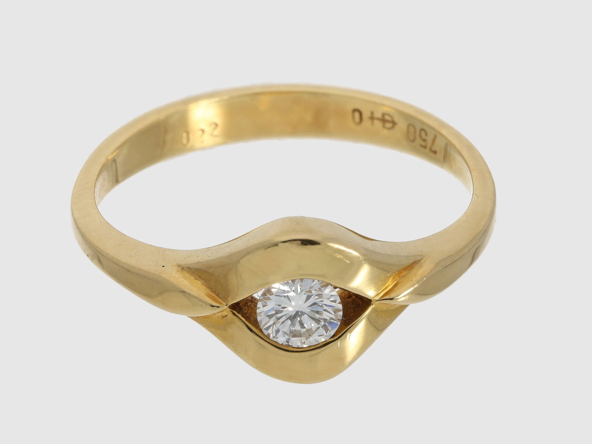 Ring: schöner gelbgoldener Brillantring, ca. 0,22ct, 18K Gold<