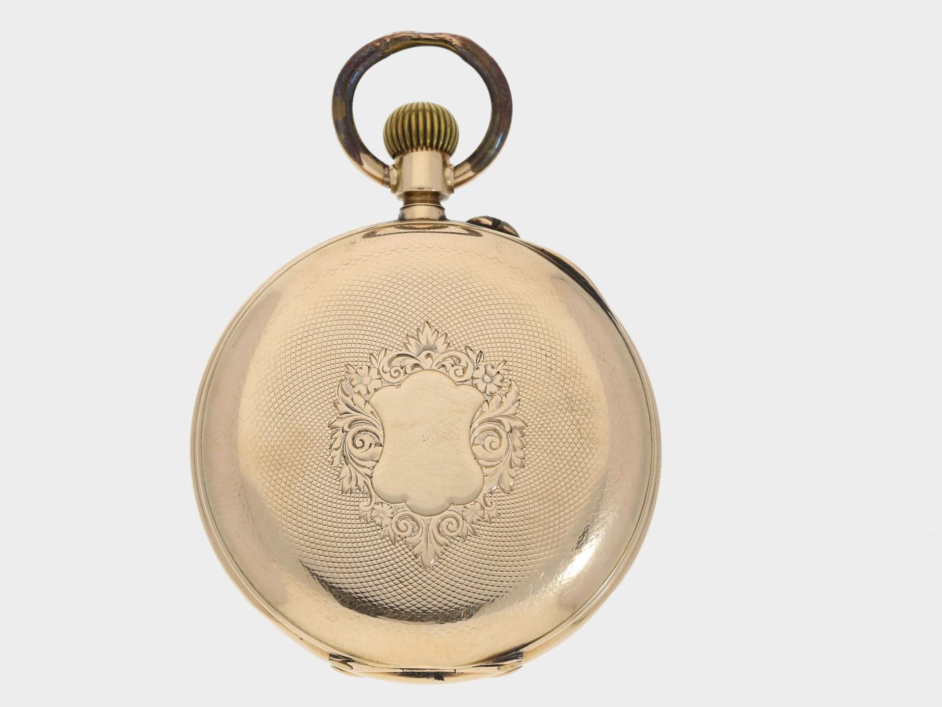 Taschenuhr: rotgoldene Taschenuhr, um 1885, Ankerchronometer - Bild 2 aus 4