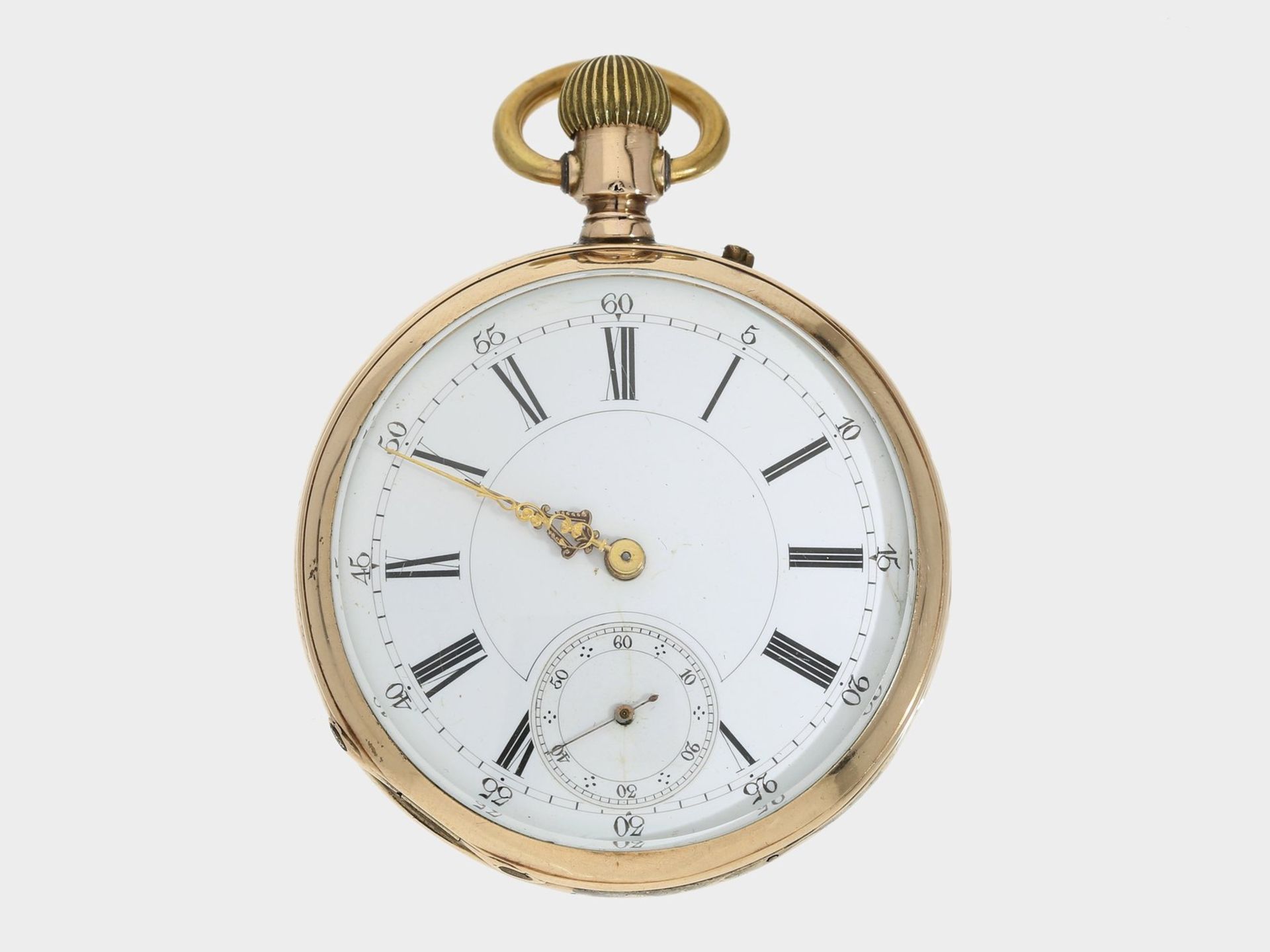 Taschenuhr: frühe, goldene Taschenuhr, um 1875, Ankerchronometer<